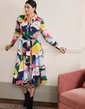 Kitty Midi-Hemdblusenkleid-Französisches Navy, Wiesenszene