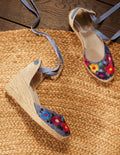 Espadrilles compensées Cassie-Broderie chambray