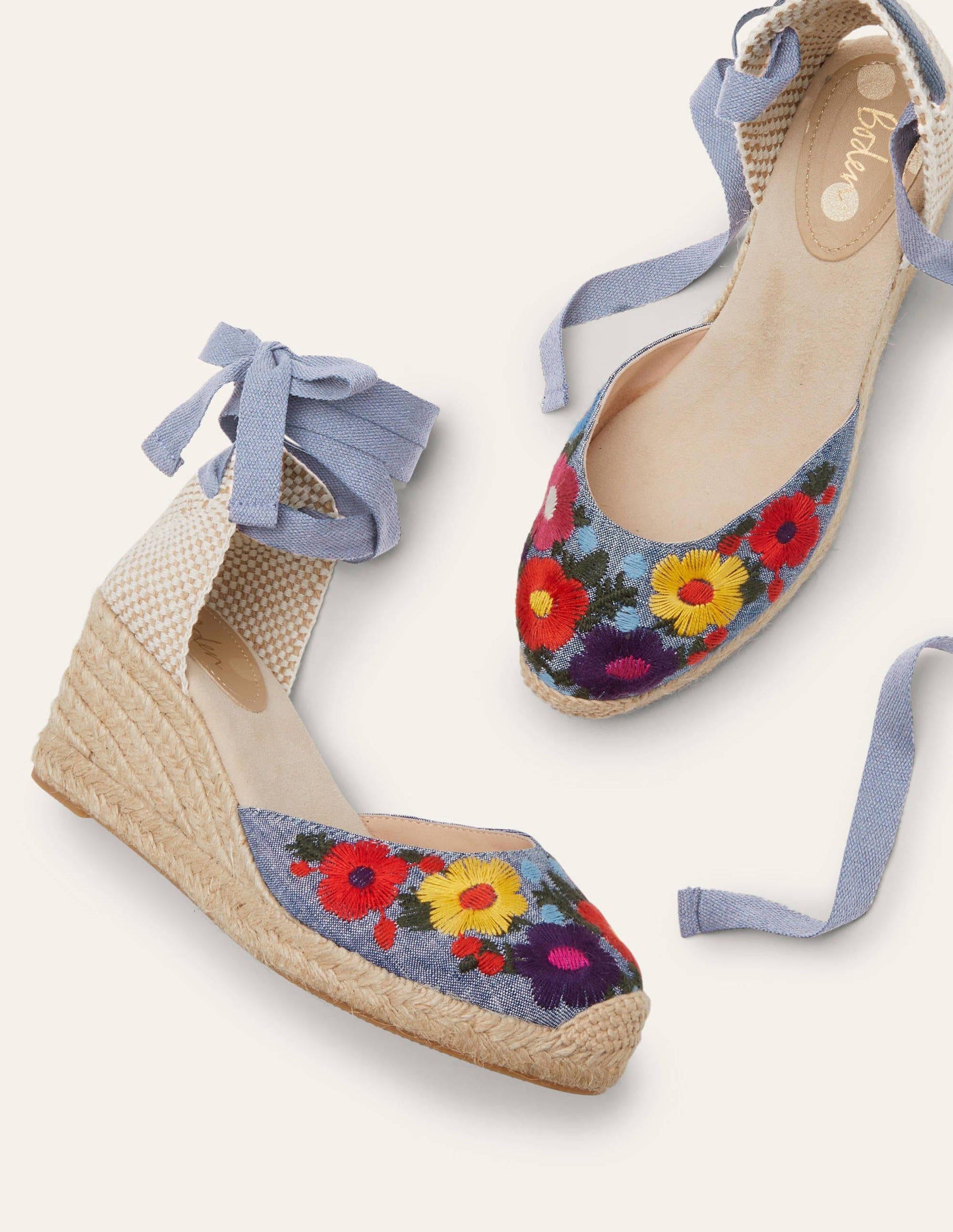 Espadrilles compensées Cassie-Broderie chambray-2