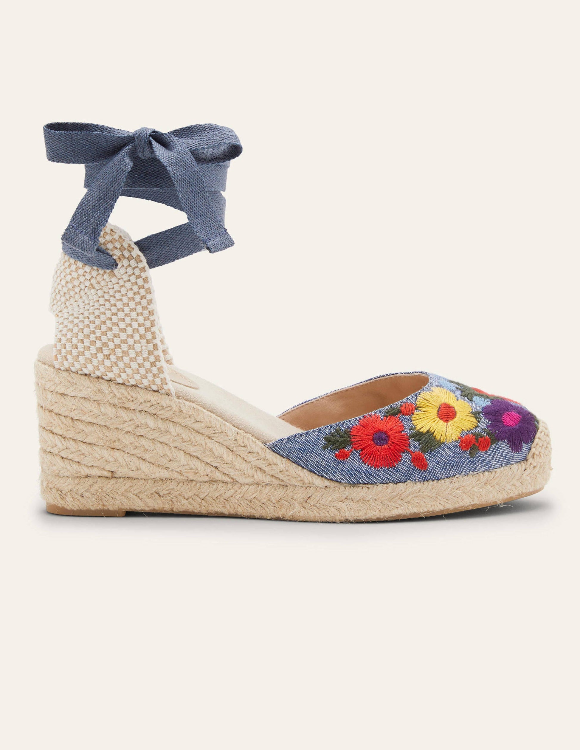 Espadrilles compensées Cassie-Broderie chambray-3