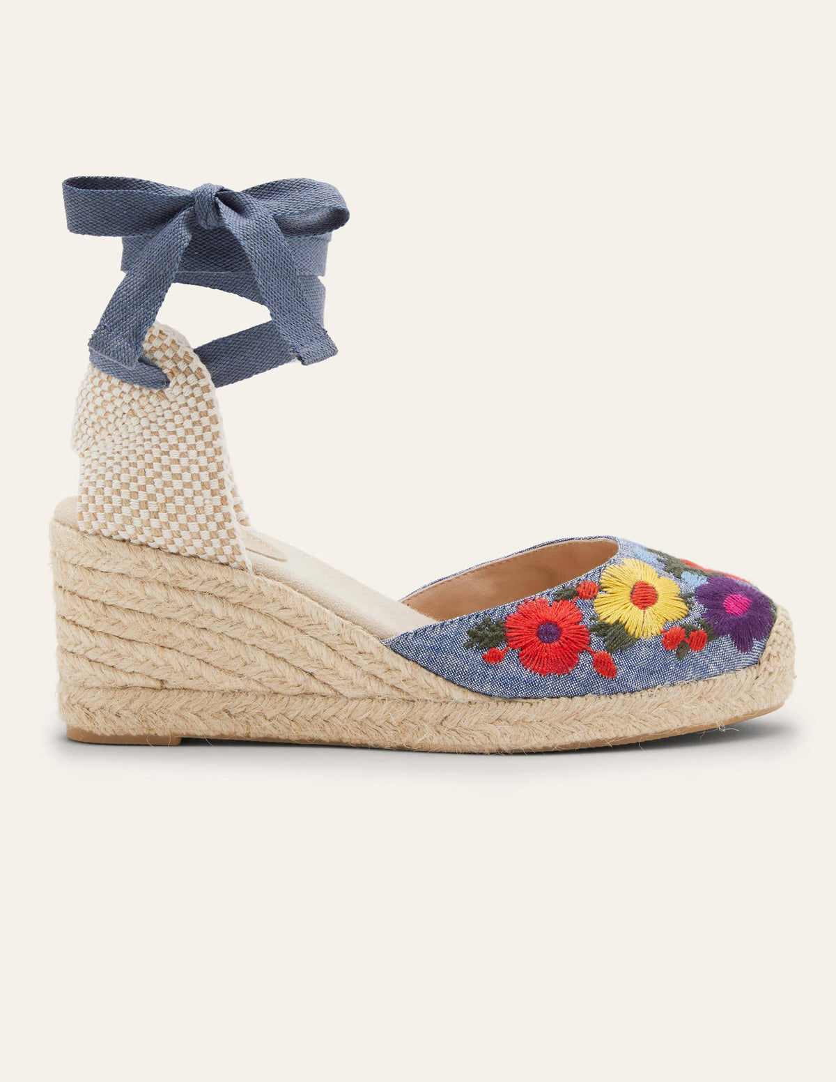 Espadrilles compensées Cassie-Broderie chambray - Image 3