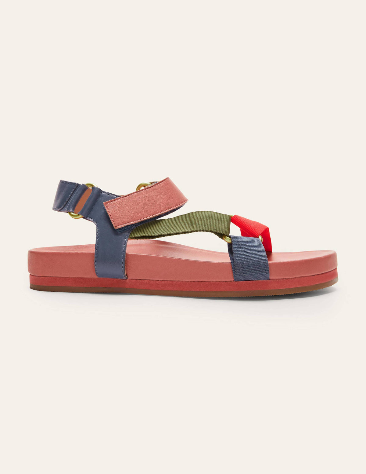 Sandalen mit Blockfarben-Dunkles Korallenrot, Blockfarben - Image 2