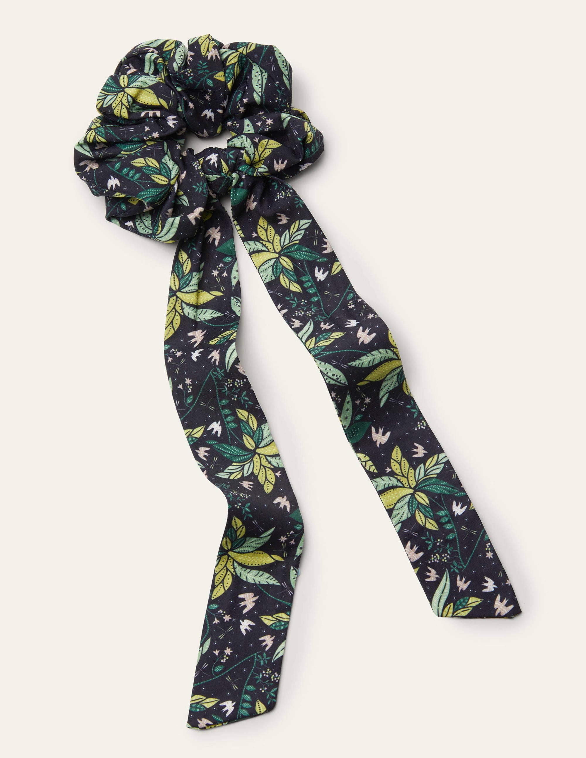 Scarf Hair Scrunchie-Black, Oriental Cascade - Image 1