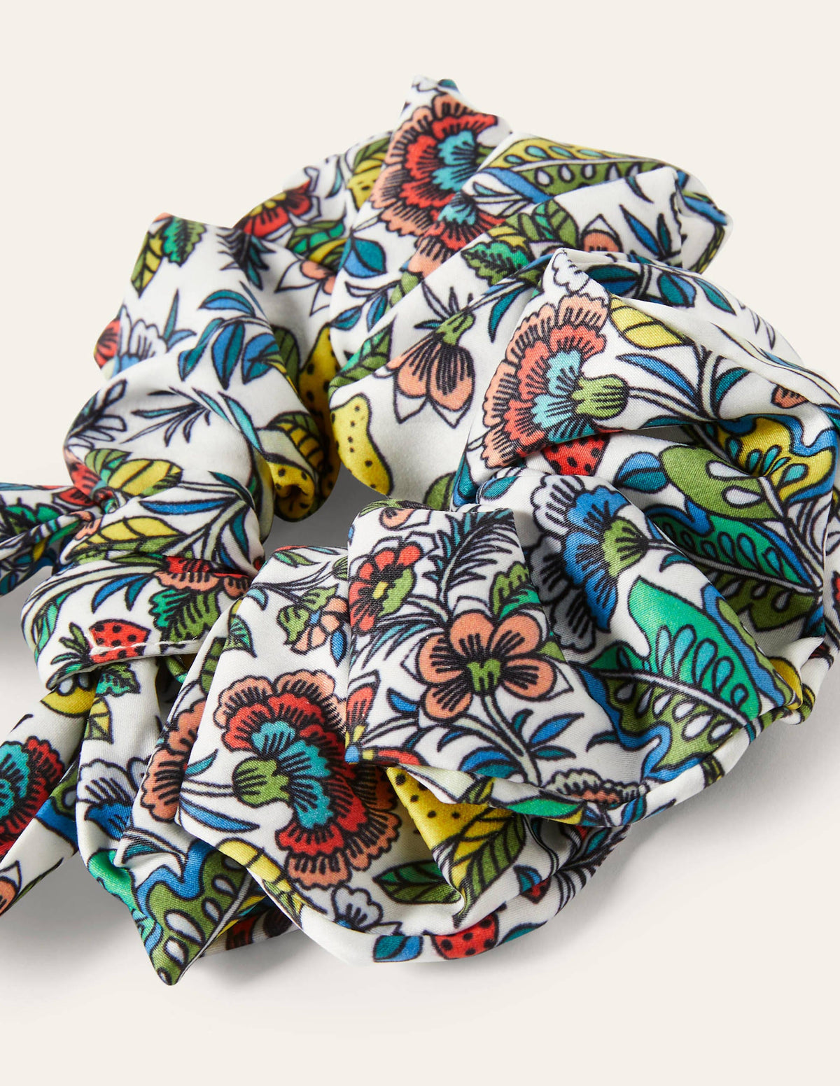 Scrunchie mit Tuchdetail-Naturweiß, Tropische Wiese-2