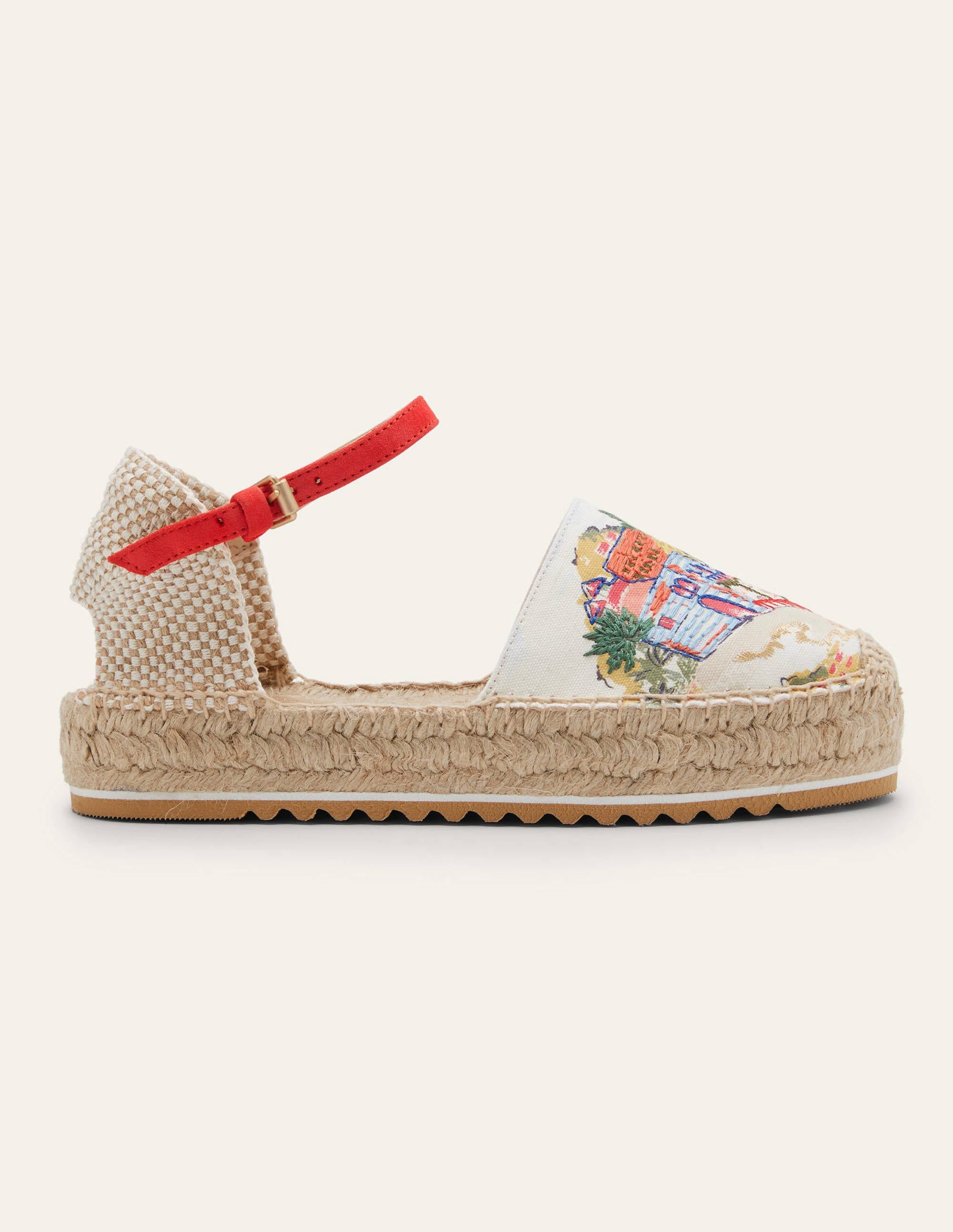 Espadrilles à plateforme plate-Ivoire, motif Paradise Bay - Image 2
