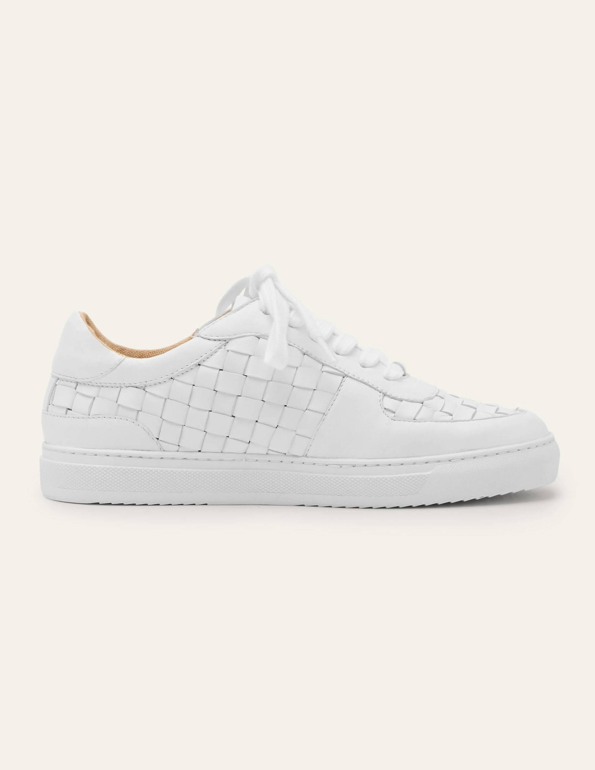 Schnürturnschuhe aus Leder-Weiß, Gewebt - Image 2