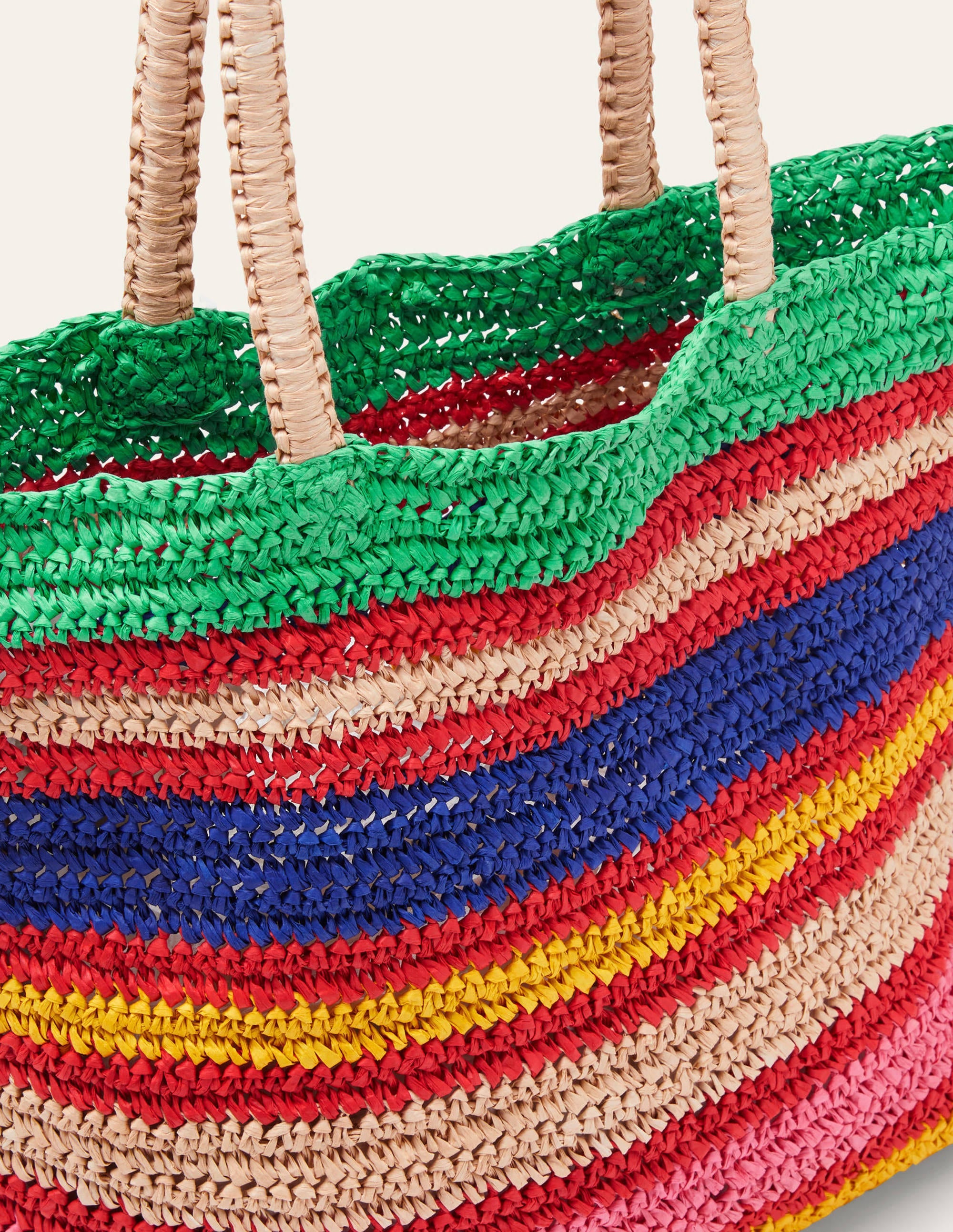 Weiche Strohtasche-Bunt, Gestreift - Image 2