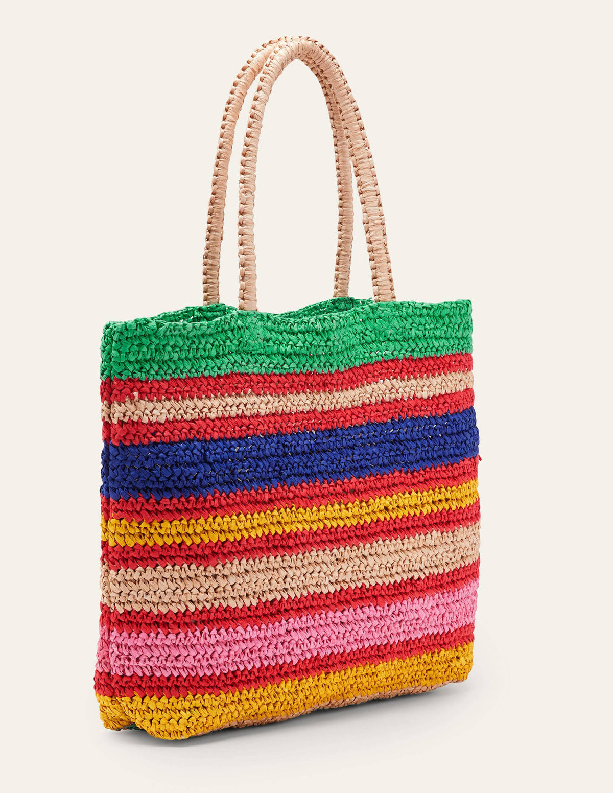 Weiche Strohtasche-Bunt, Gestreift - Image 3