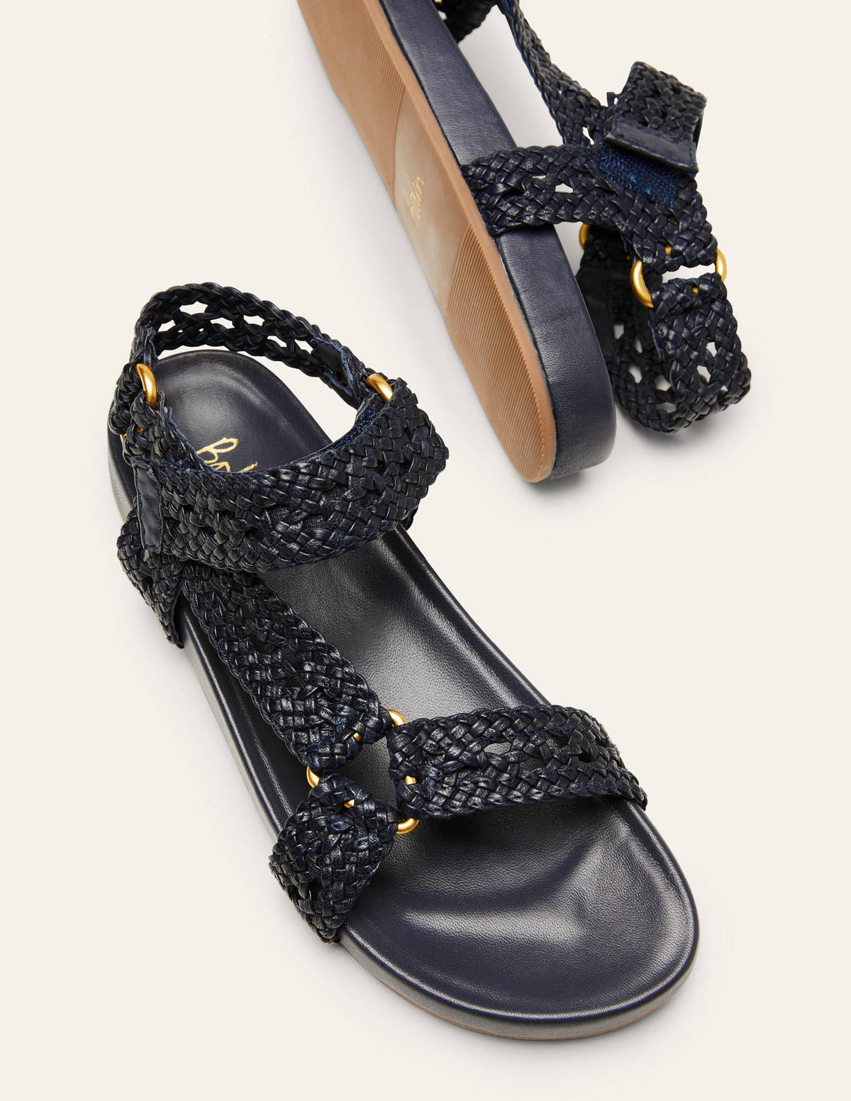 Gewebte Ledersandalen-Marineblau-1
