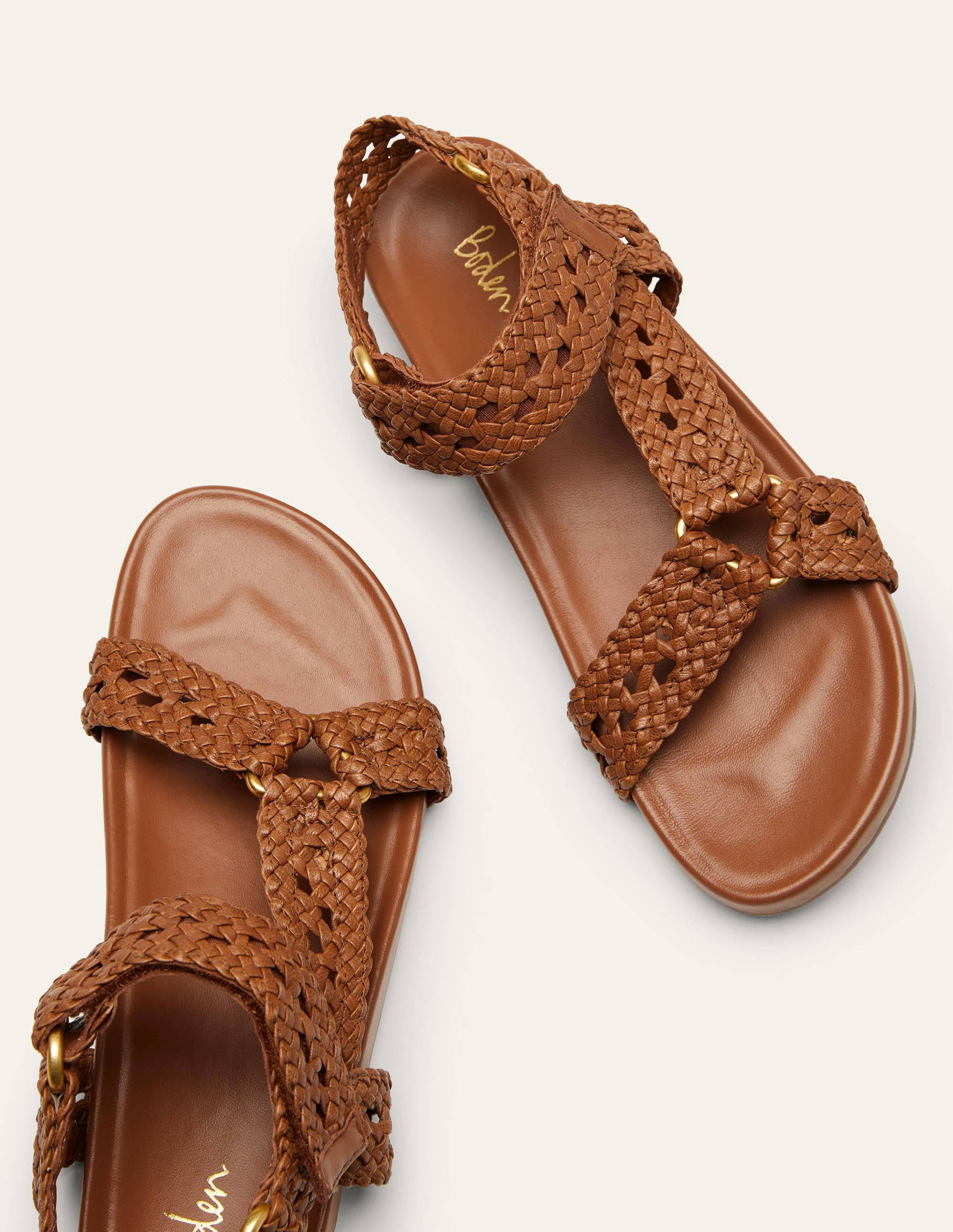 Gewebte Ledersandalen-Hellbraun-1