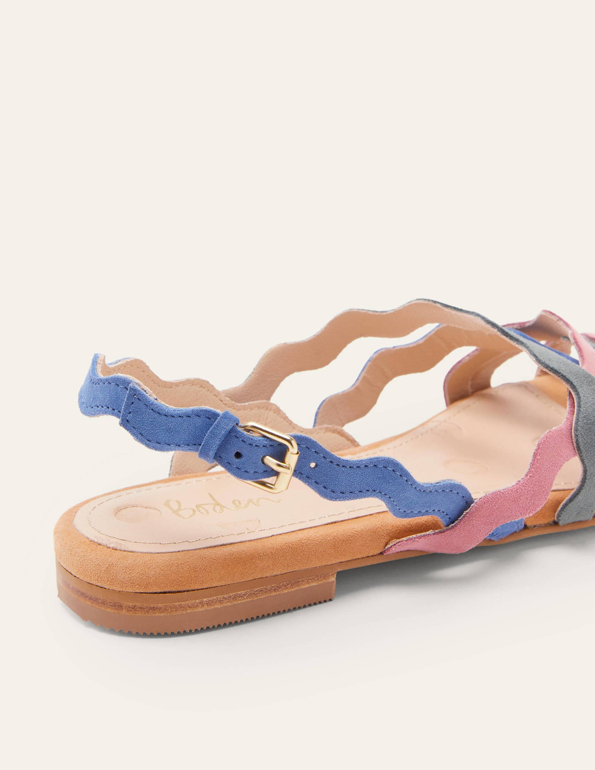Multi Strap Flat Sandals-Teak Wood Multi - Image 3