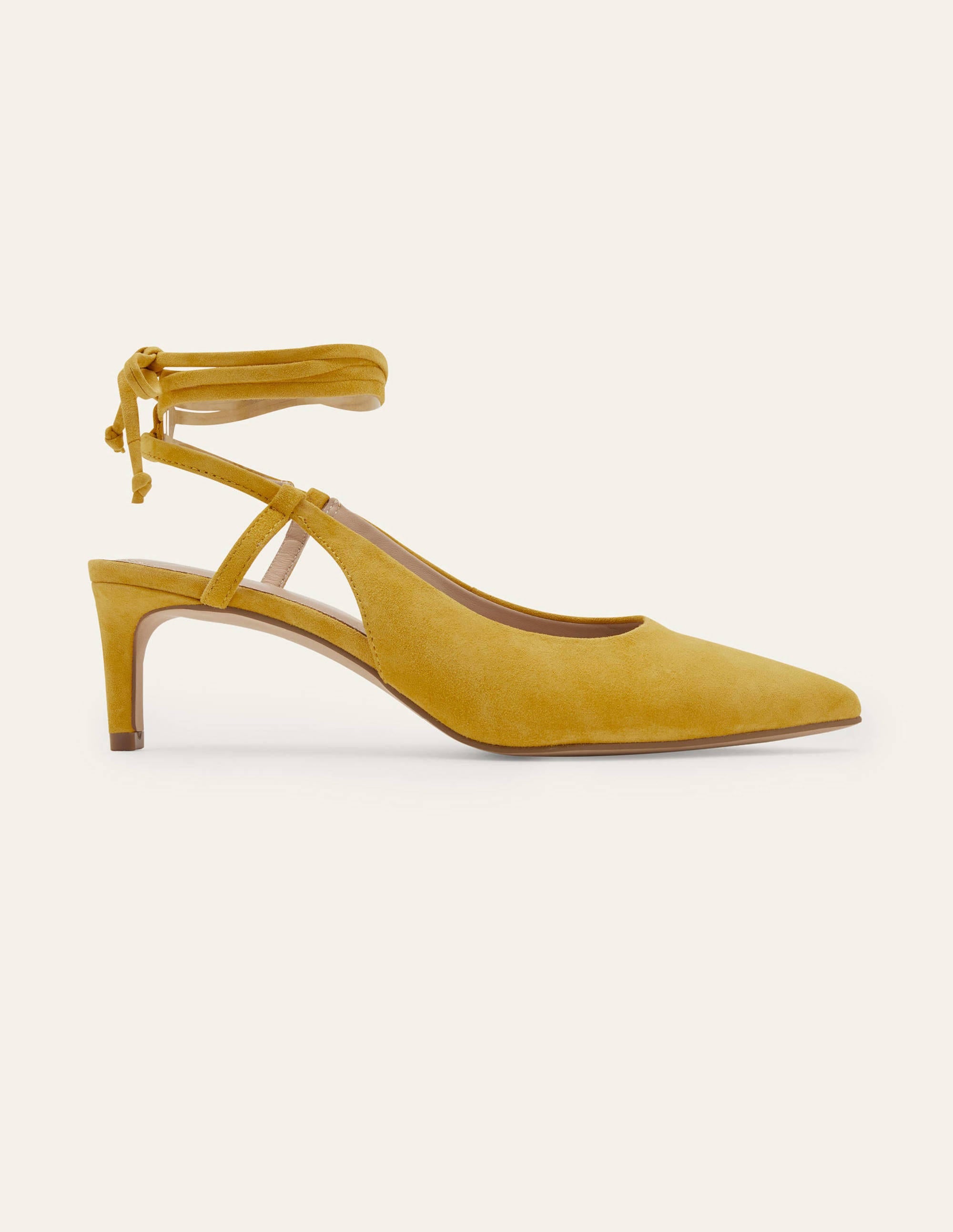 Suede Ankle Tie Heels-Honeycomb - Image 2