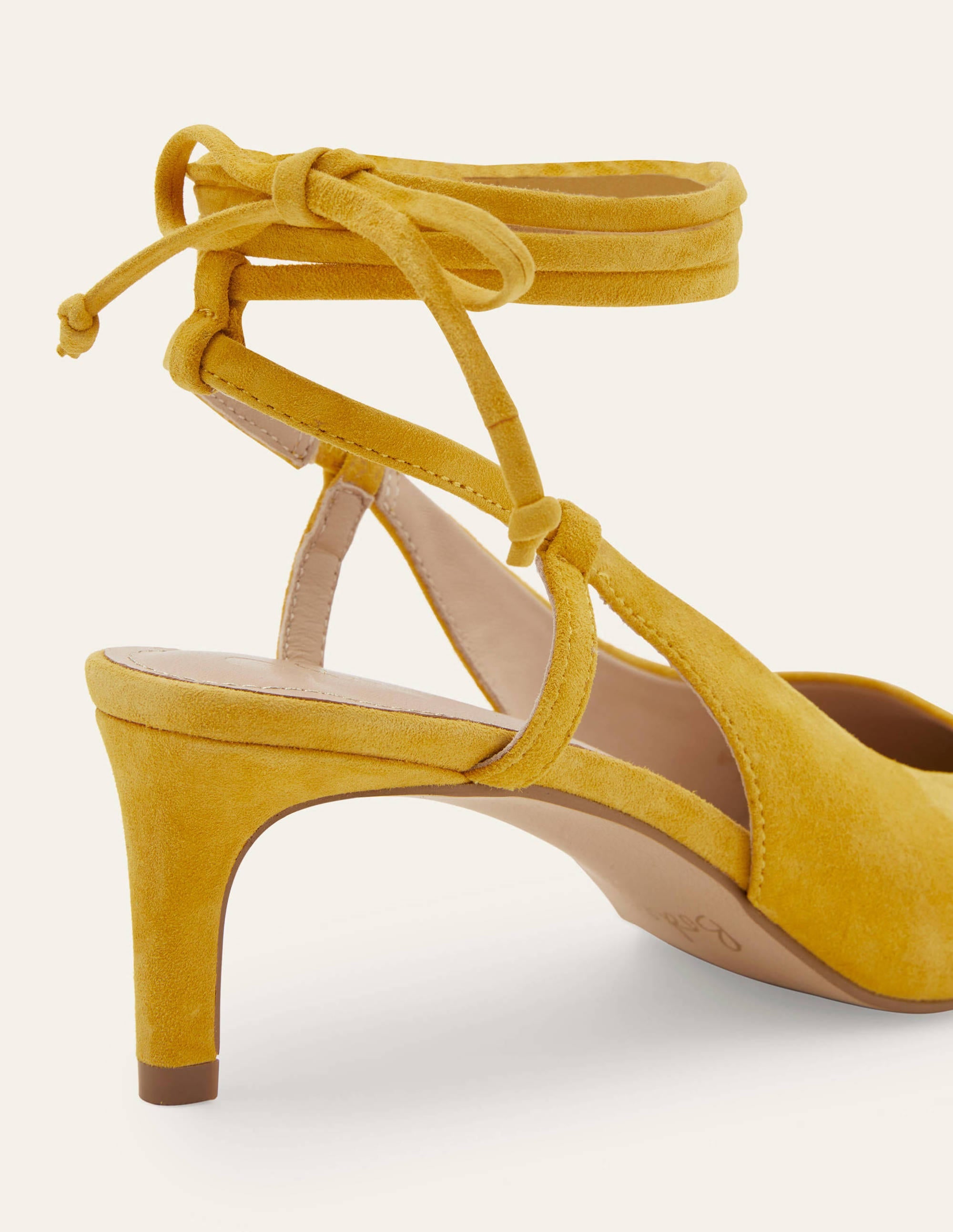 Suede Ankle Tie Heels-Honeycomb - Image 3