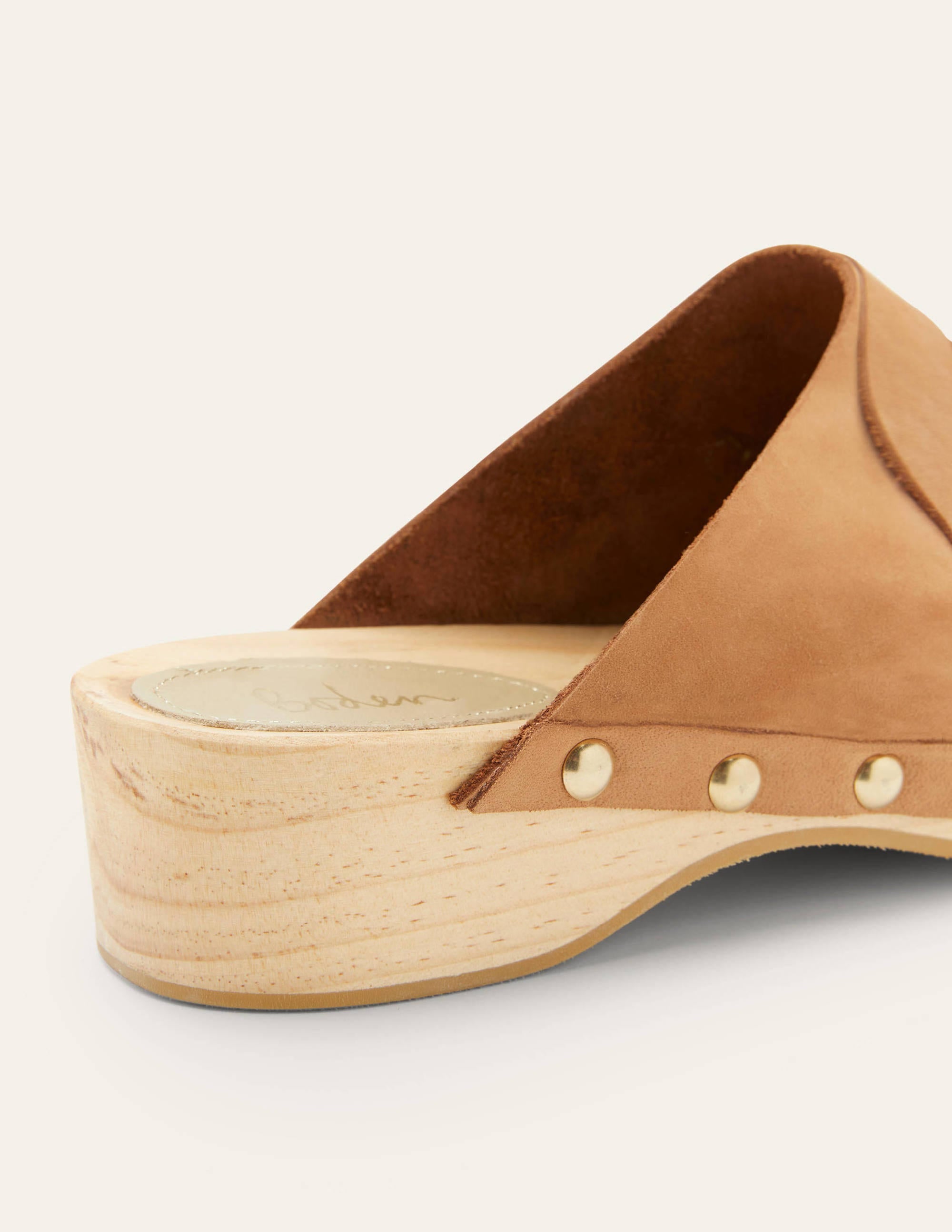 Leather Heeled Clogs-Tan - Image 4