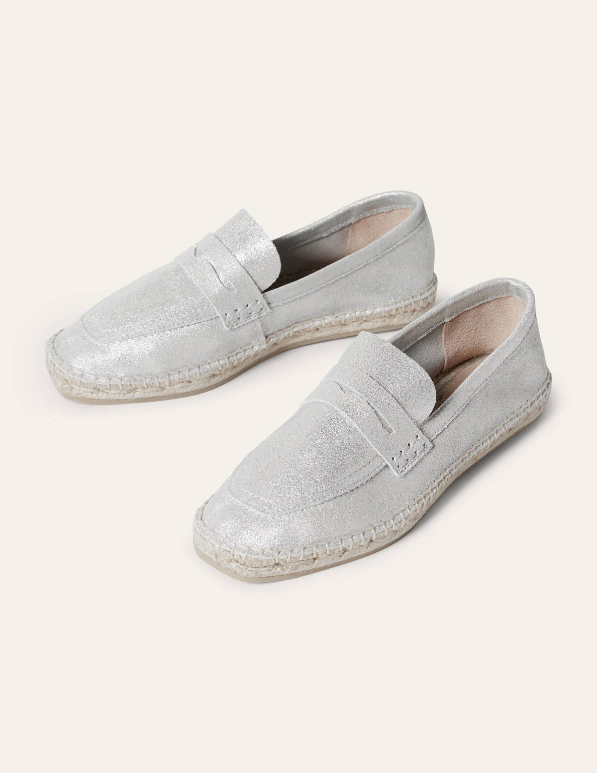 Espadrille-Loafer aus Veloursleder-Silber-Metallic - Image 1