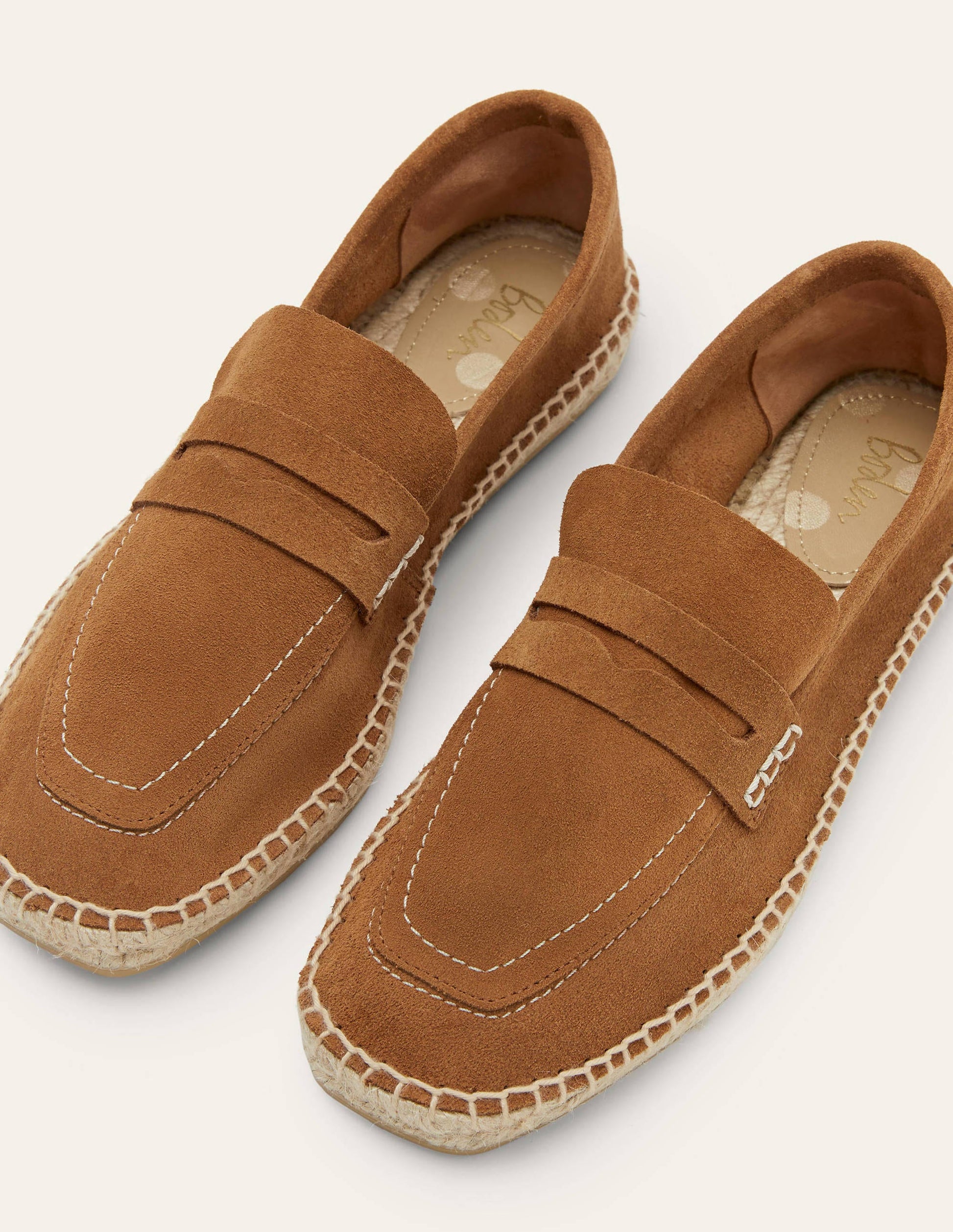 Espadrille-Loafer aus Veloursleder-Hellbraun-1