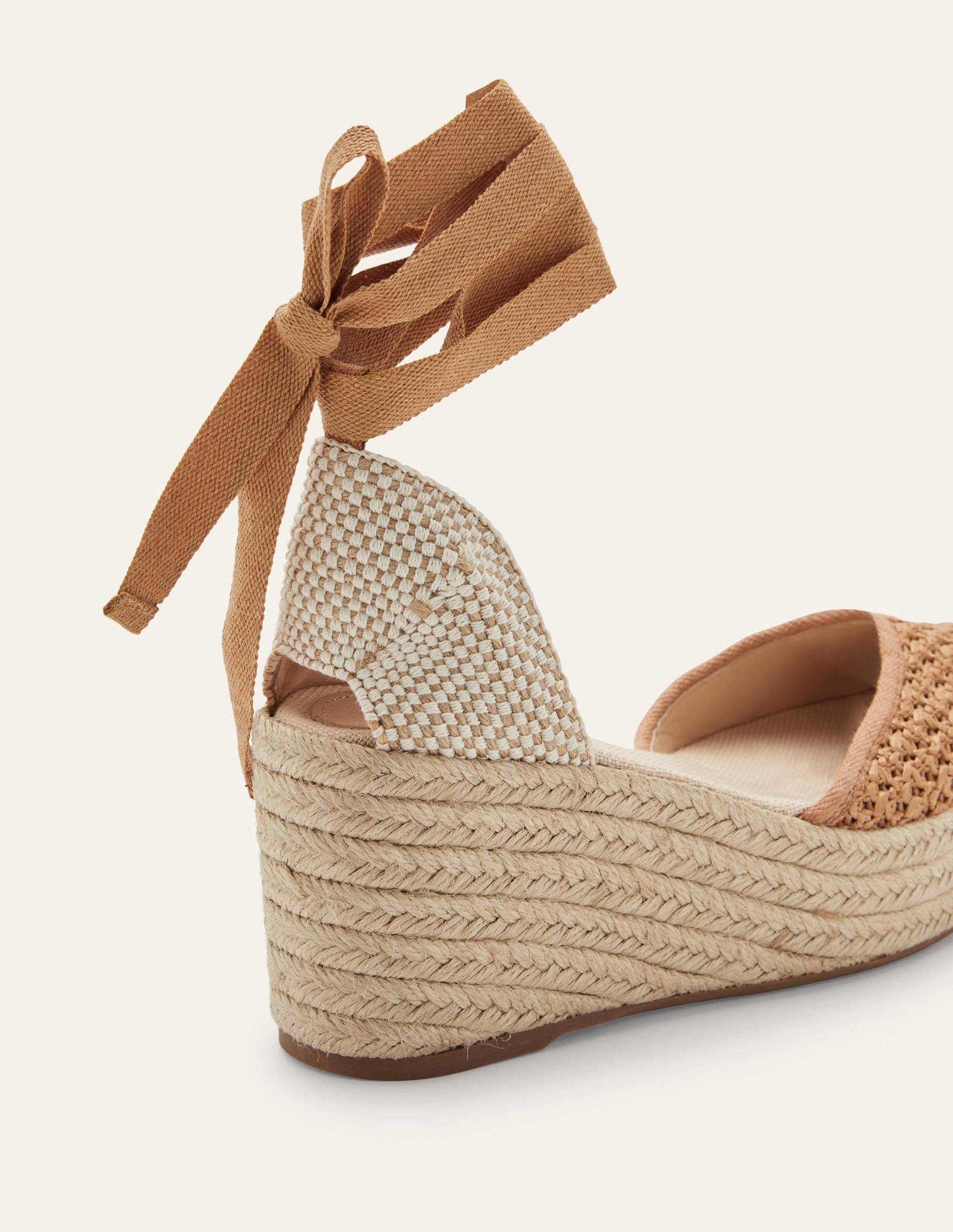 Espadrilles mit hohem Keilabsatz-Hellbraun, Gewebt - Image 3