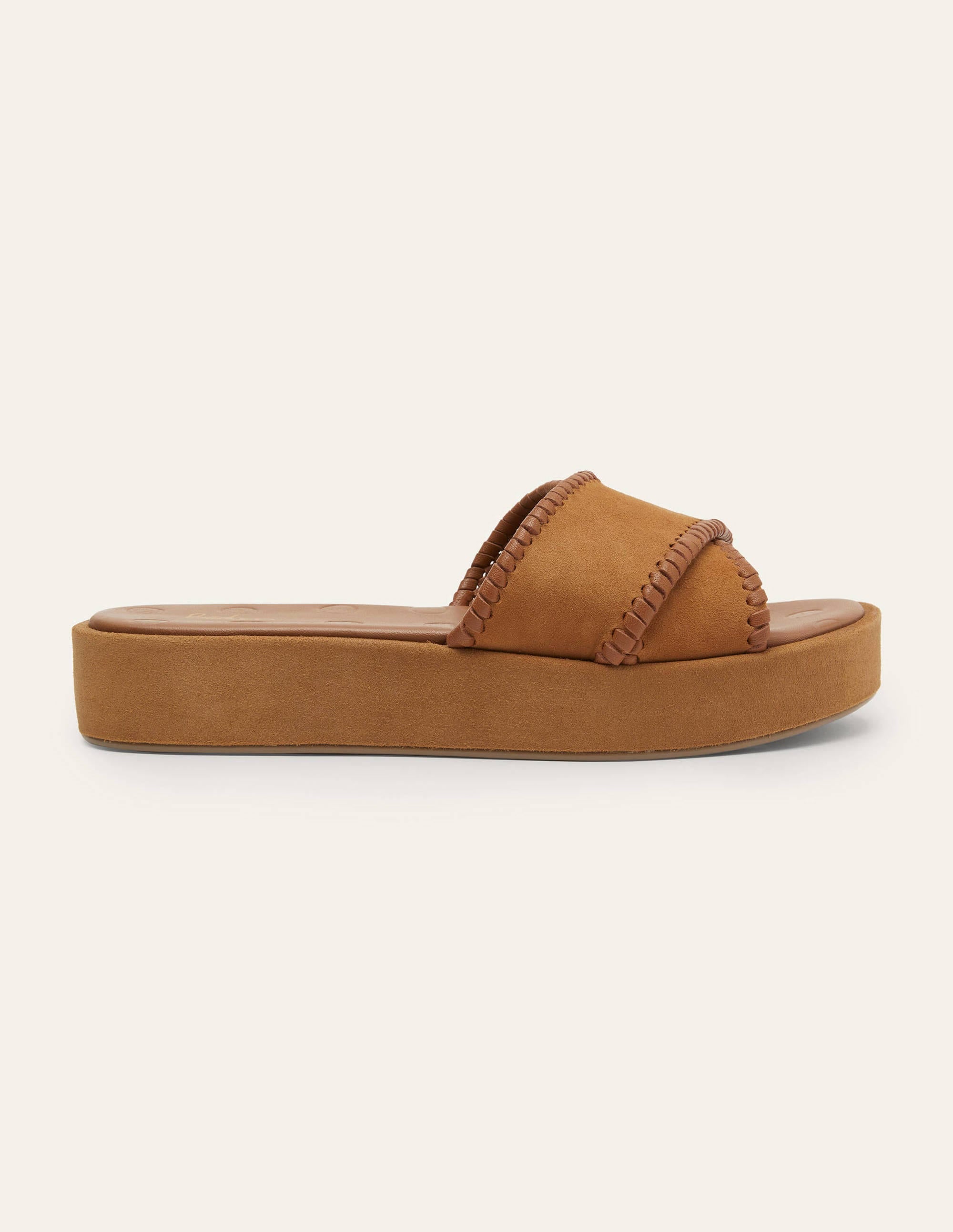 Suede Flatform Sandals-Tan - Image 3