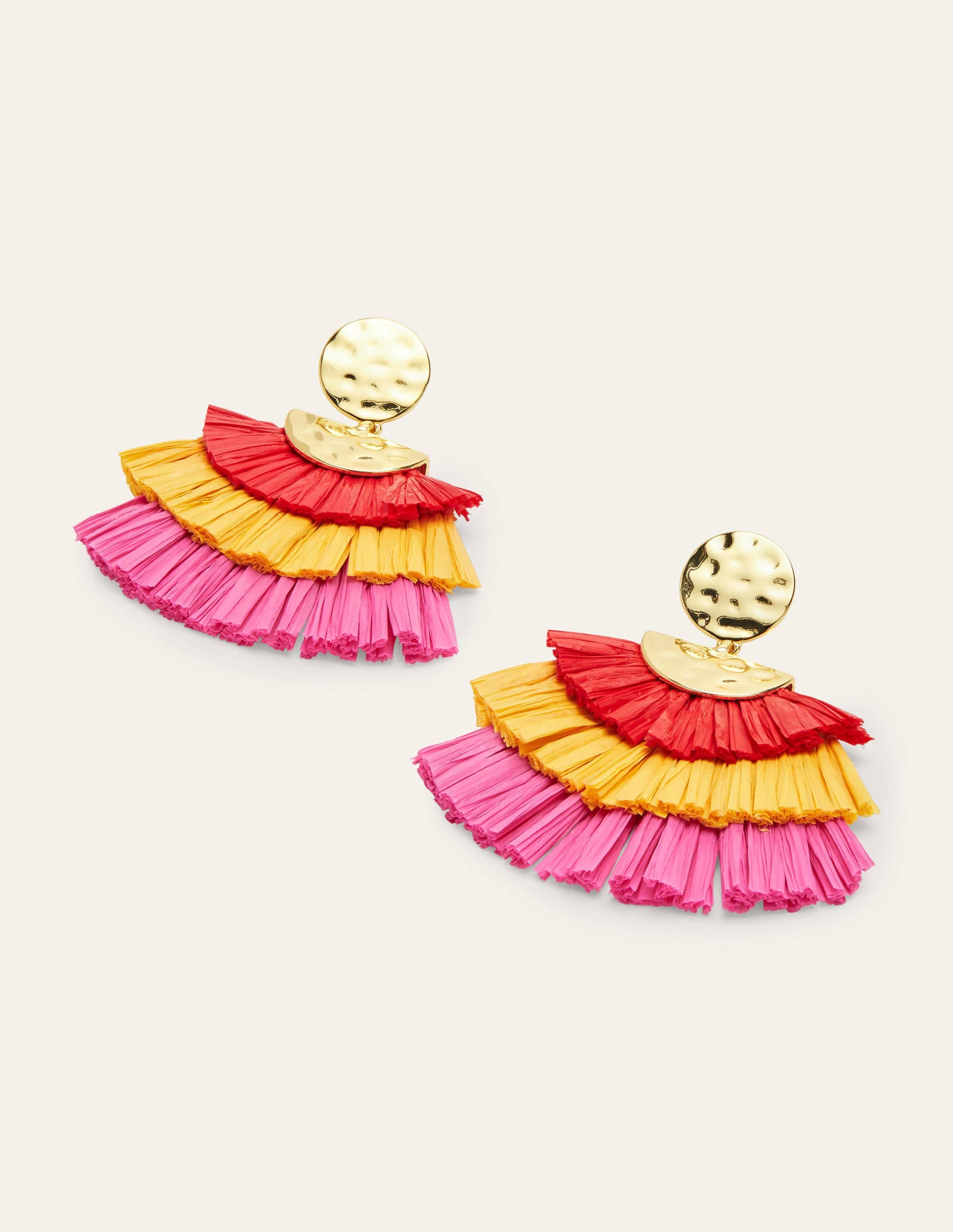 Hammered Tier Fringe Earrings-Multi - Image 1