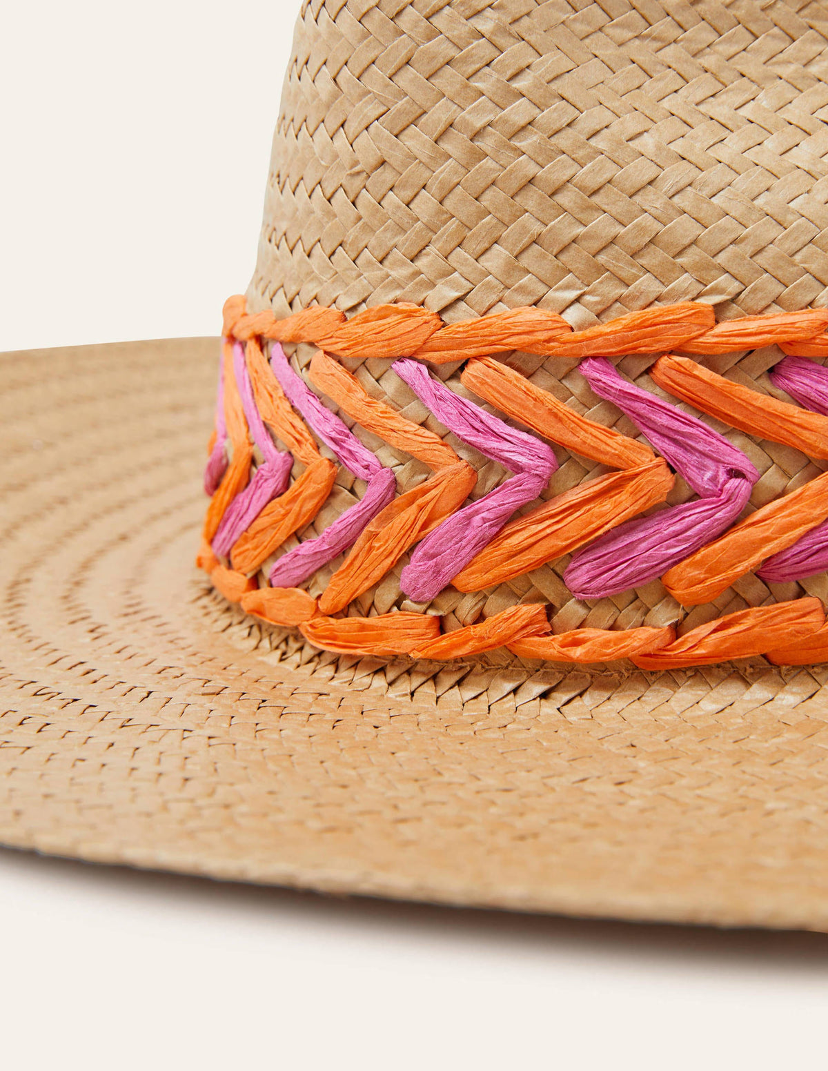 Embroidered Straw Fedora Hat-Natural - Image 3