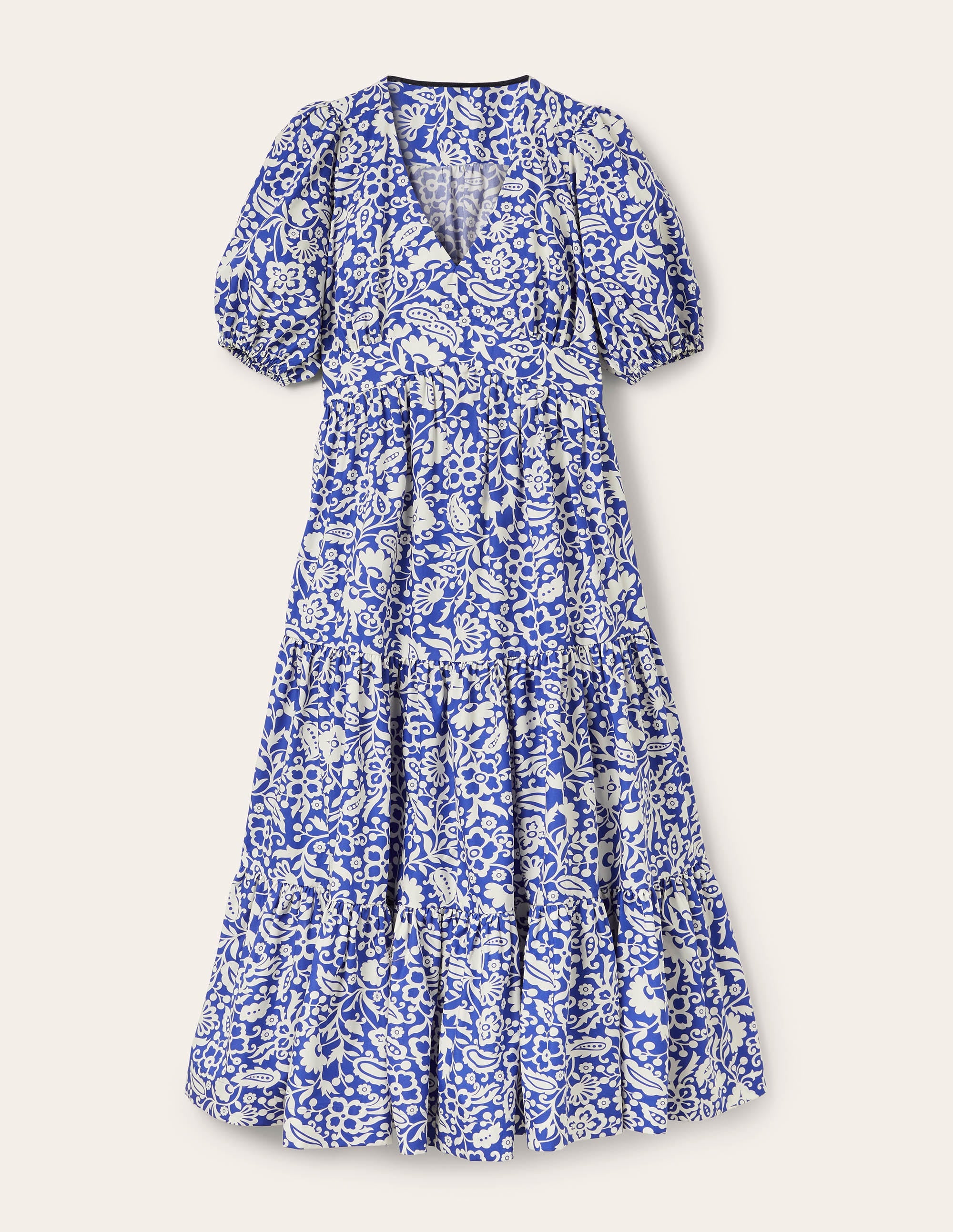 Maxi-Stufenkleid mit Puffärmeln-Meeresblau, Orientalisches Paradies - Image 5