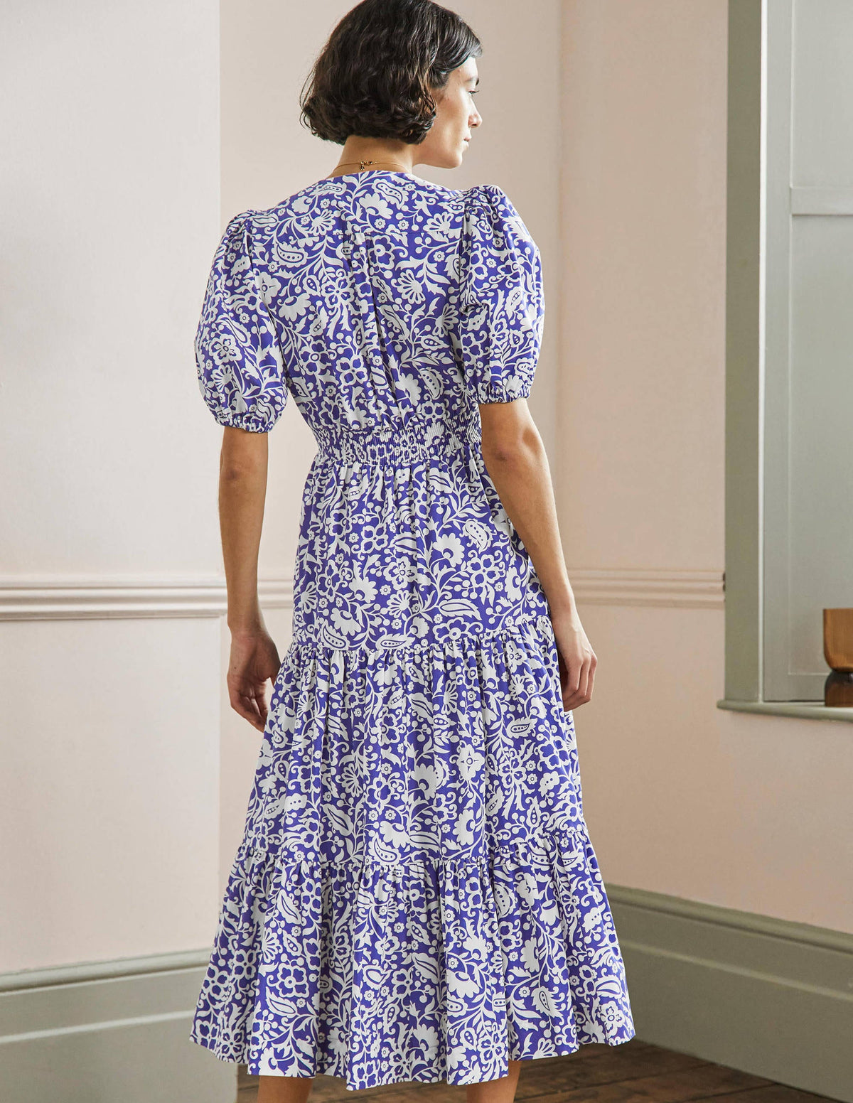 Maxi-Stufenkleid mit Puffärmeln-Meeresblau, Orientalisches Paradies - Image 3