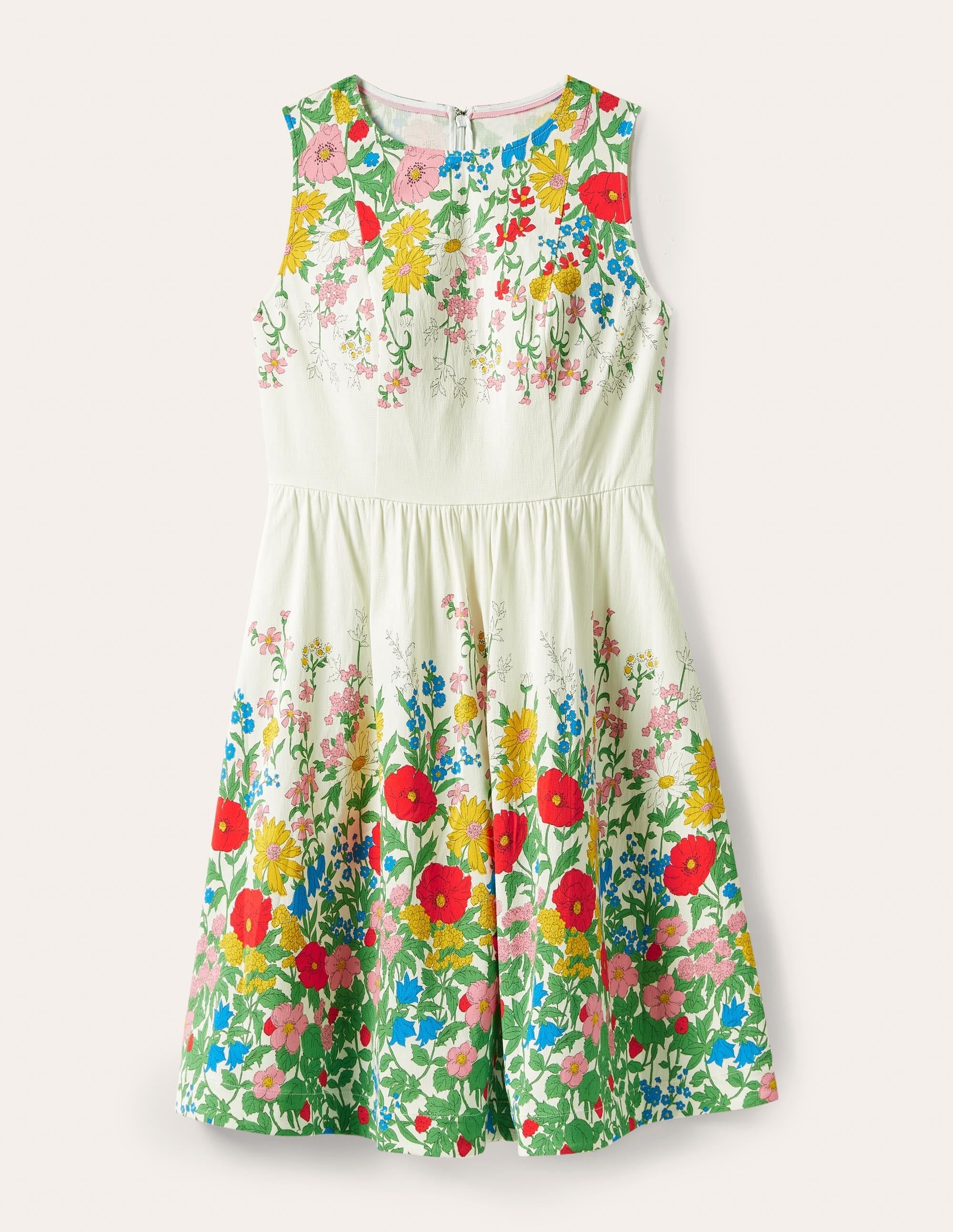 Tara Fit-and-Flare Dress-Ivory, Botanical Terrace - Image 5