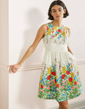Tara Fit-and-Flare Dress-Ivory, Botanical Terrace