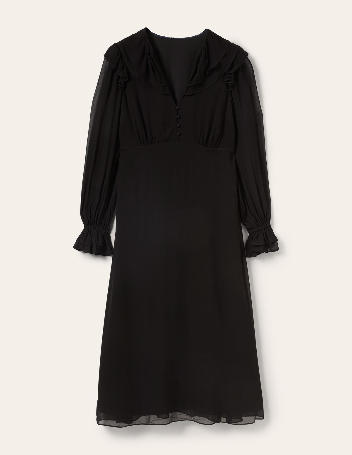 Robe midi Lara avec détails volantés-Noir-6