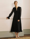 Robe midi Lara avec détails volantés-Noir
