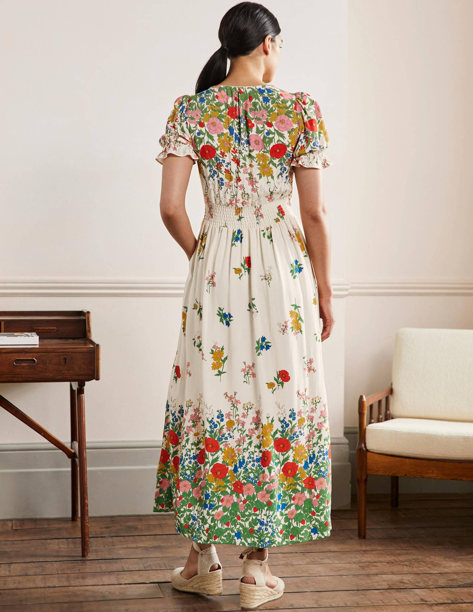 Tessa Maxikleid-Naturweiß, Gartenblumen - Image 3
