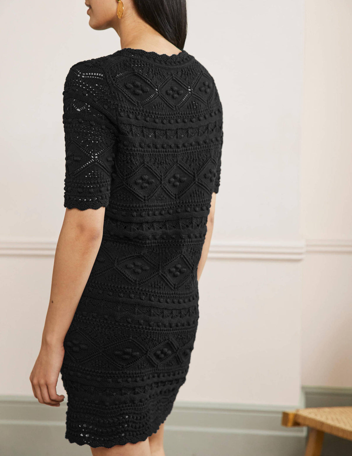Claudia Textured Knitted Dress-Black - Image 3