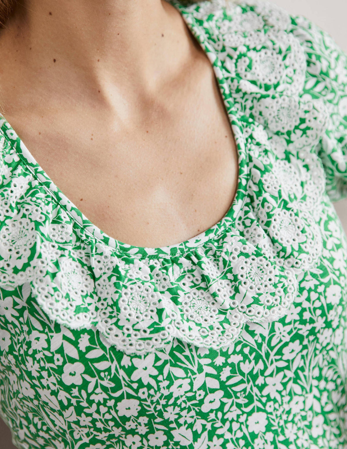 Trim Detail Jersey Midi Dress-Rich Emerald, Wildflower Sprig-2