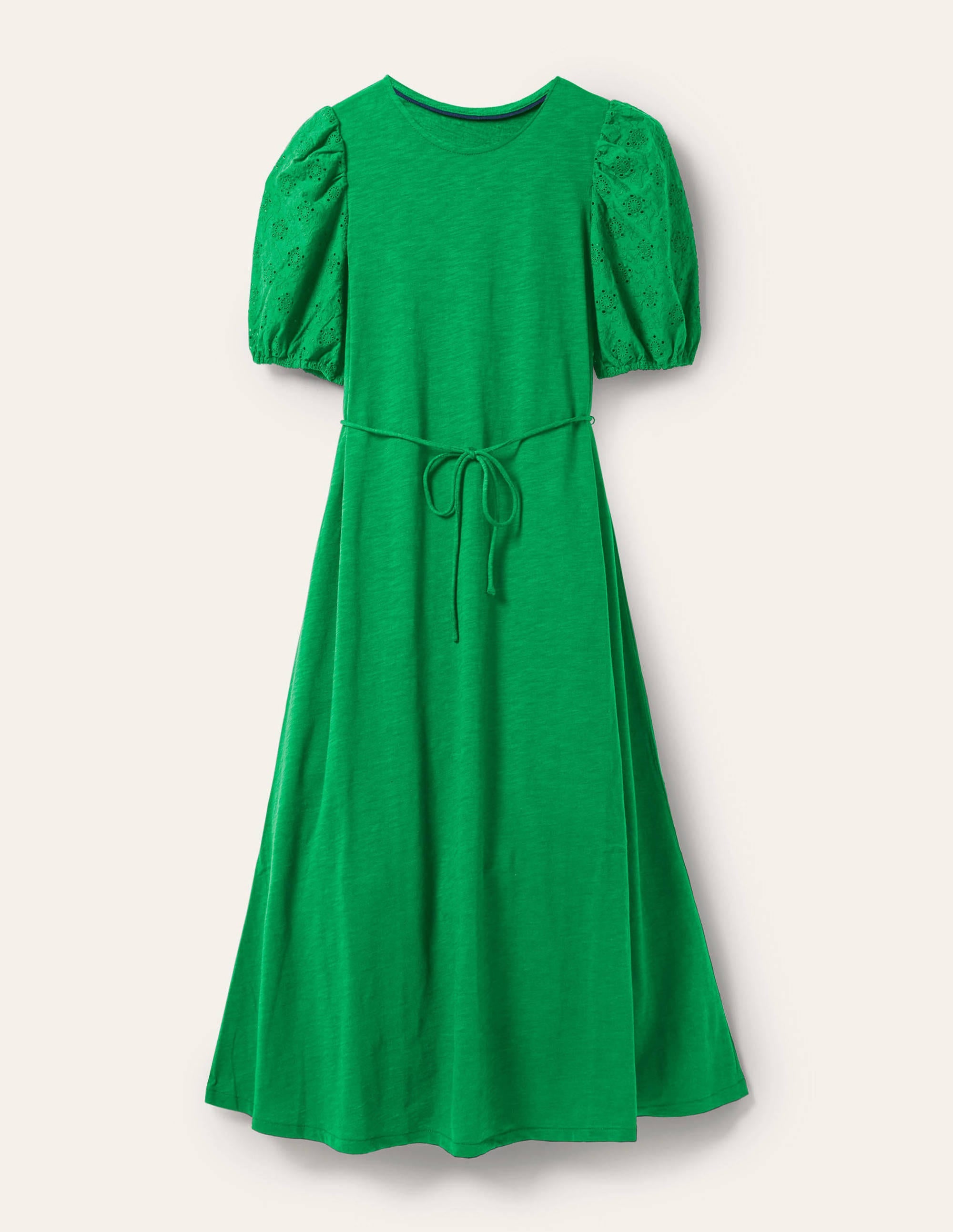 Midikleid aus Jersey mit Lochstickereimix-Schottengrün - Image 5
