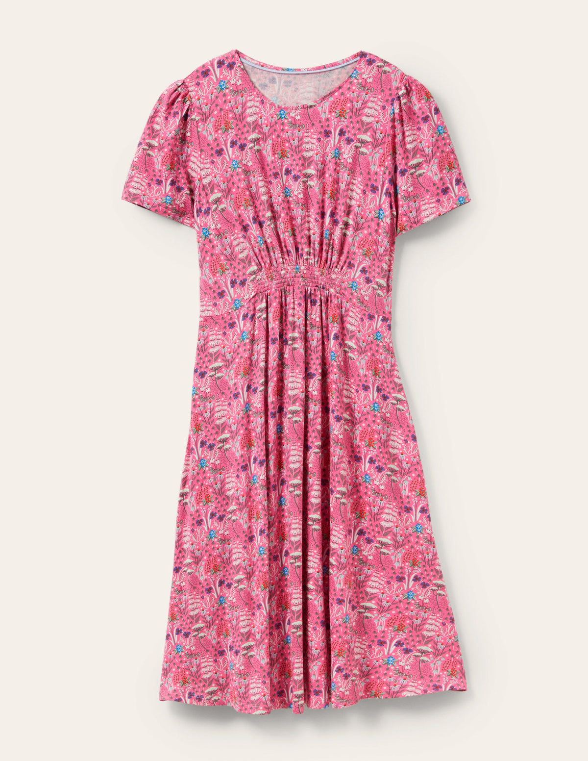 Crew Neck Jersey Dress-Strawberry, Wildflower Bloom - Image 5