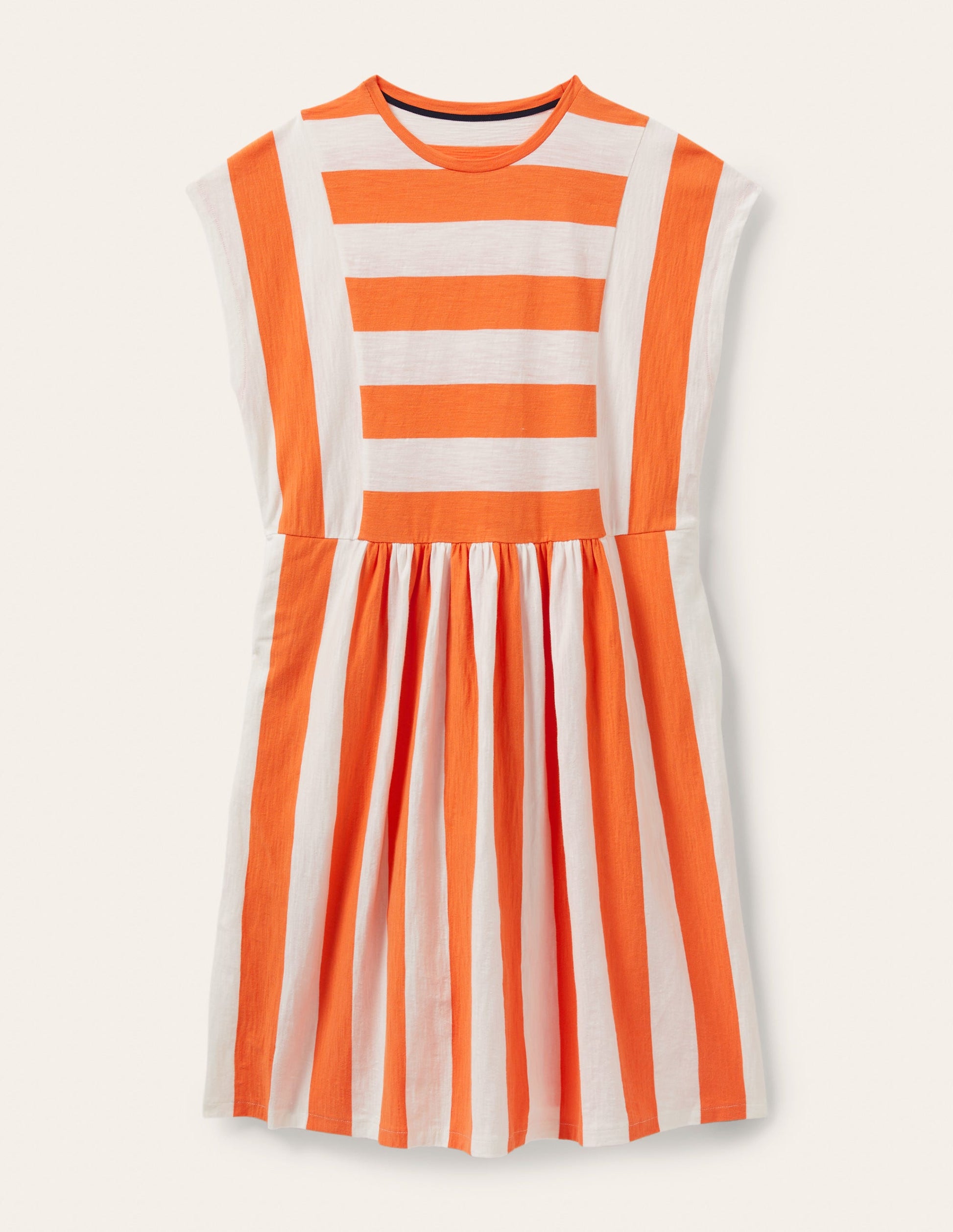 T-Shirt-Kleid aus Jersey-Gedecktes Orange/Naturweiß, Gestreift-5