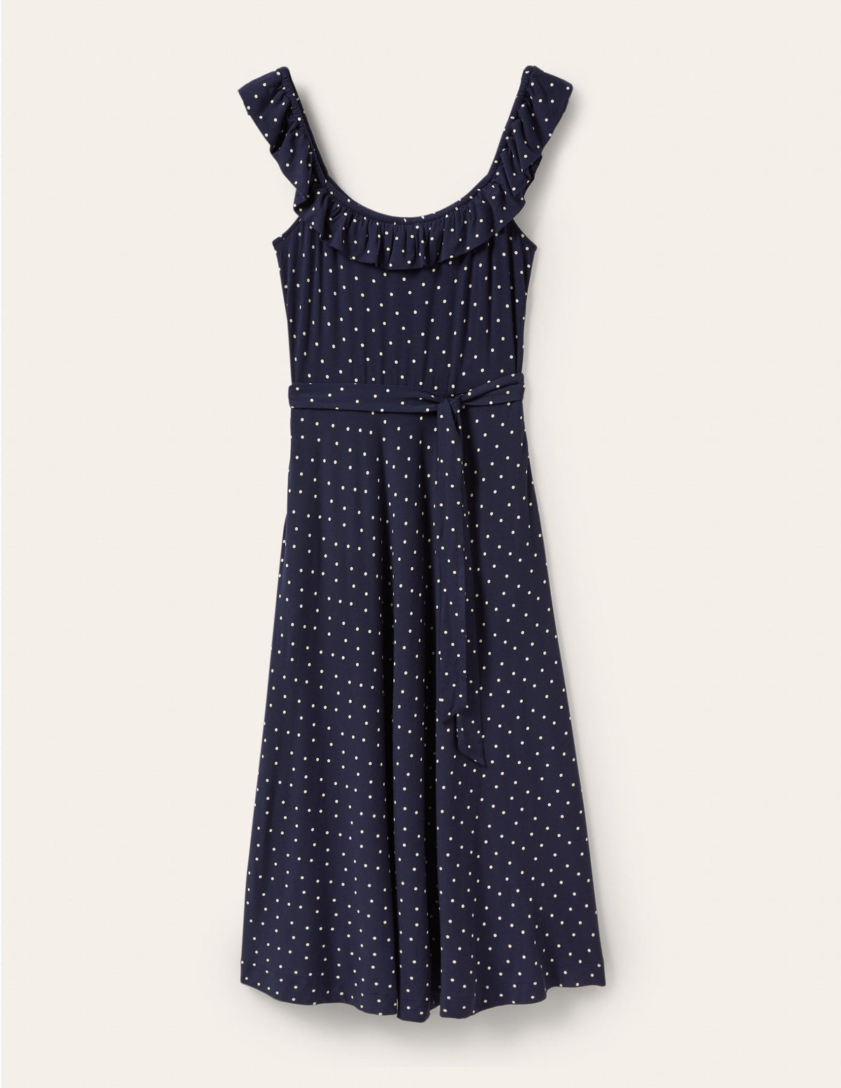 Jersey-Midikleid mit Rüschenkragen-Französisches Navy, Pünktchen - Image 5