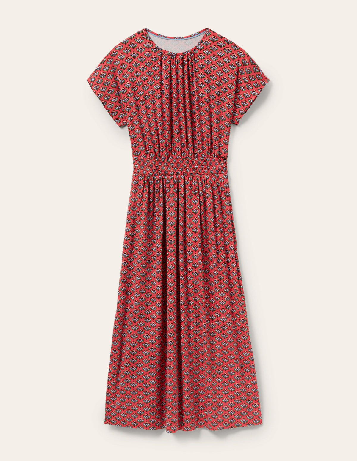 Midikleid aus Jersey-Rettichrot, Geometrisches Muster - Image 5