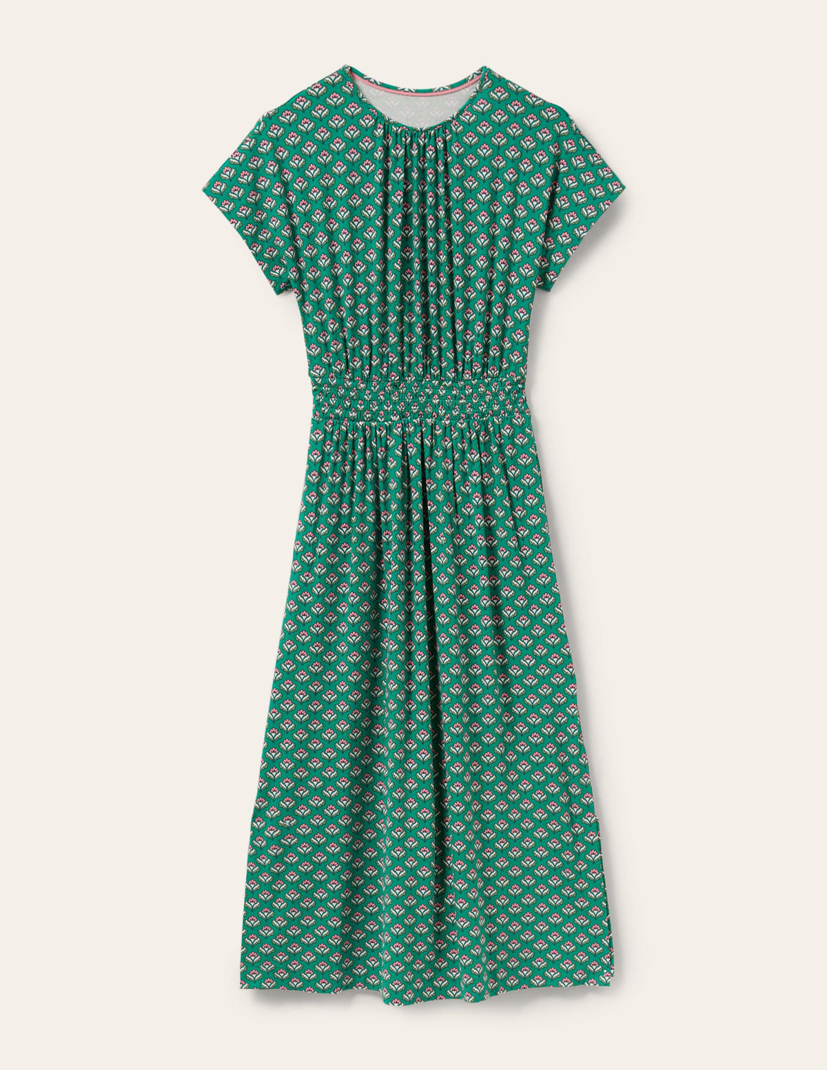 Midikleid aus Jersey-Schottengrün, Geometrisches Muster-7
