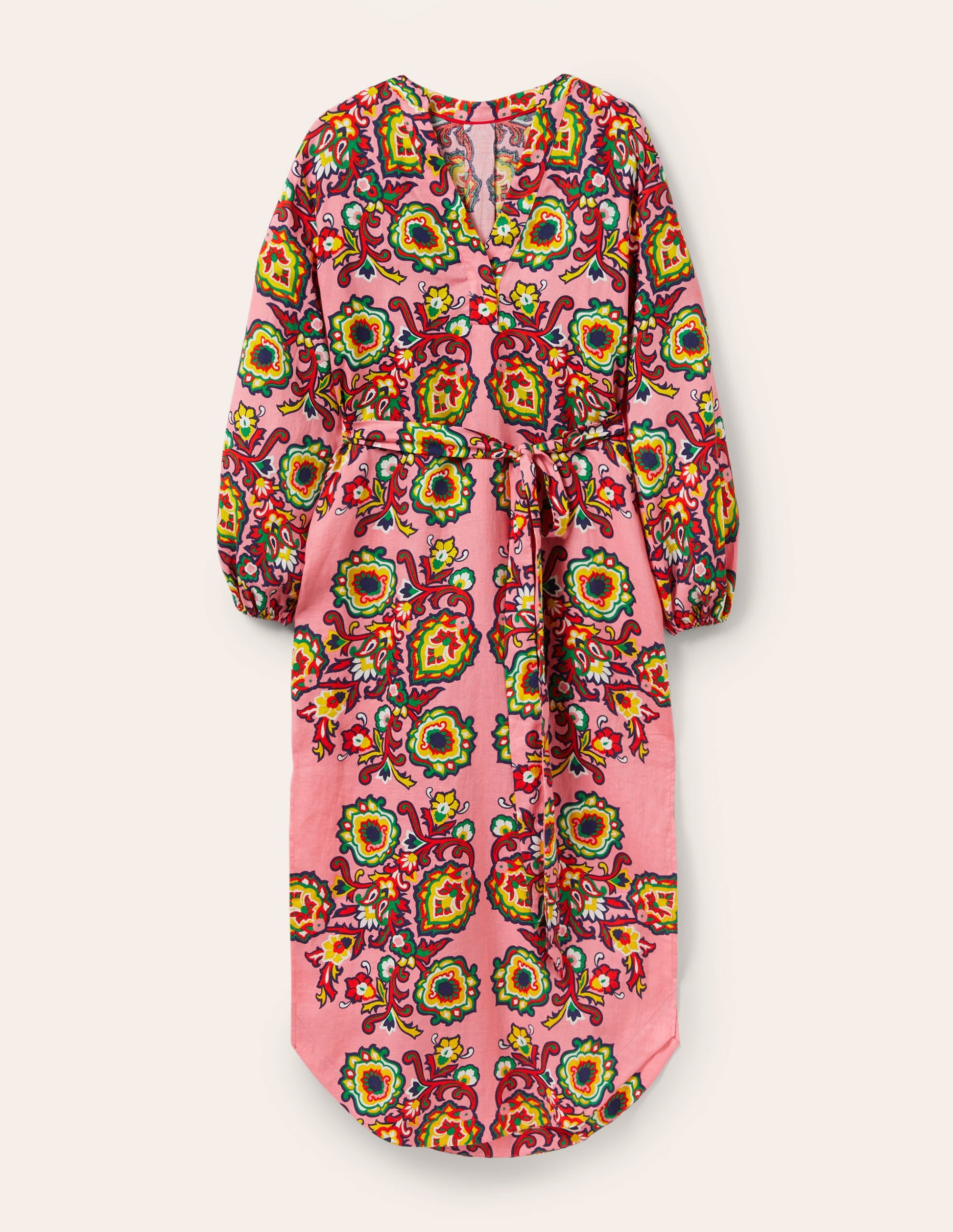 Langärmliges Maxikleid aus Leinen-Azalee, Dekorative Blüten - Image 5