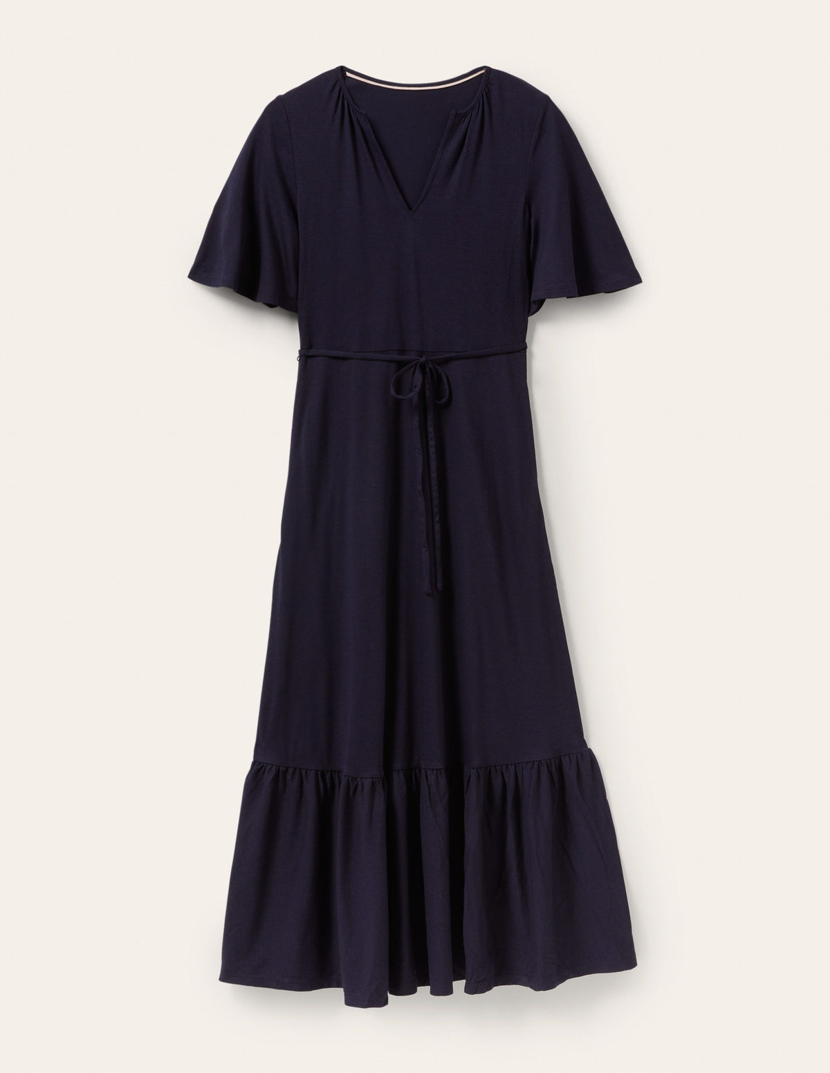 Notch Neck Jersey Maxi Dress-Navy-6