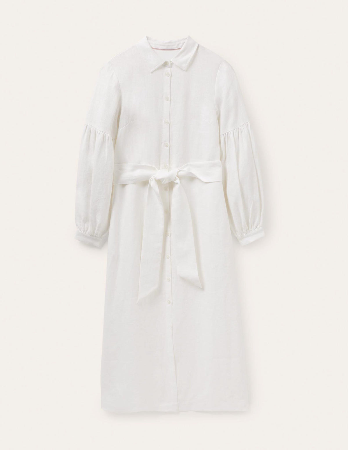 Robe-chemise midi à manches blousantes-Blanc - Image 5