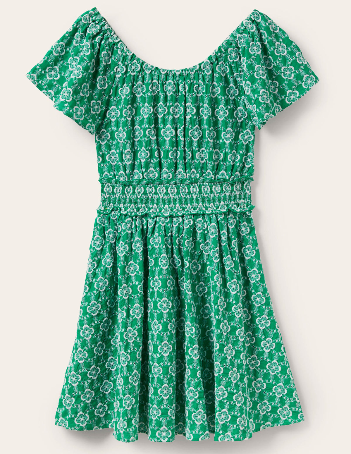 Besticktes Kleid mit Rundhalsausschnitt-Grün, Geometrisches Muster - Image 6