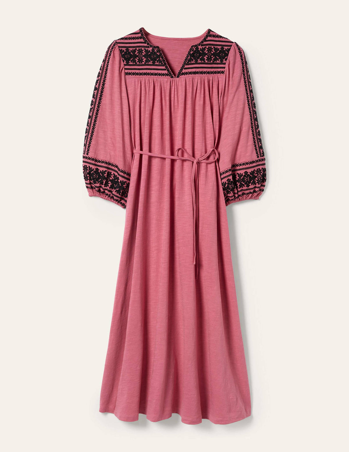 Jersey-Midikleid mit Stickerei-Staubrot-6