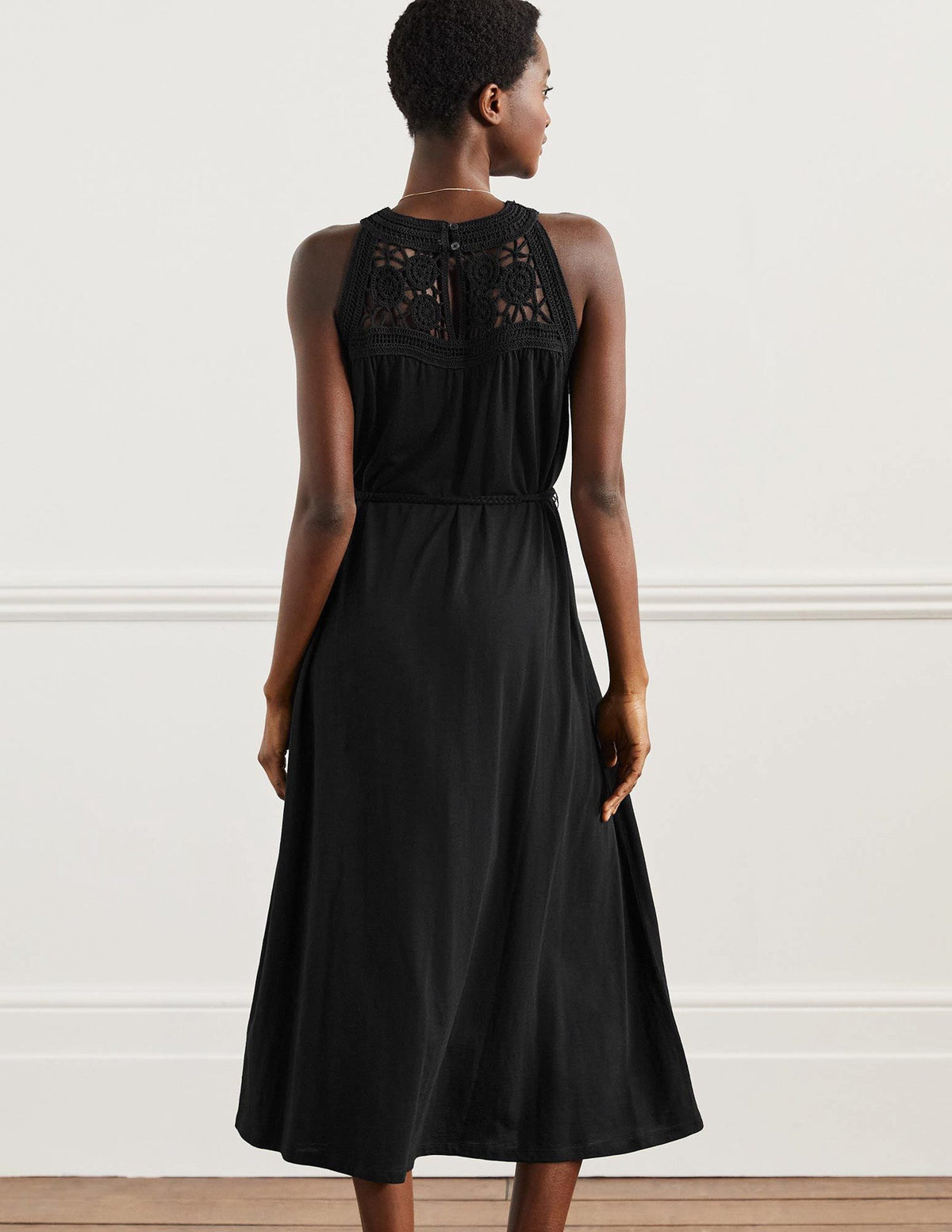 Robe midi Anais en jersey-Noir-8