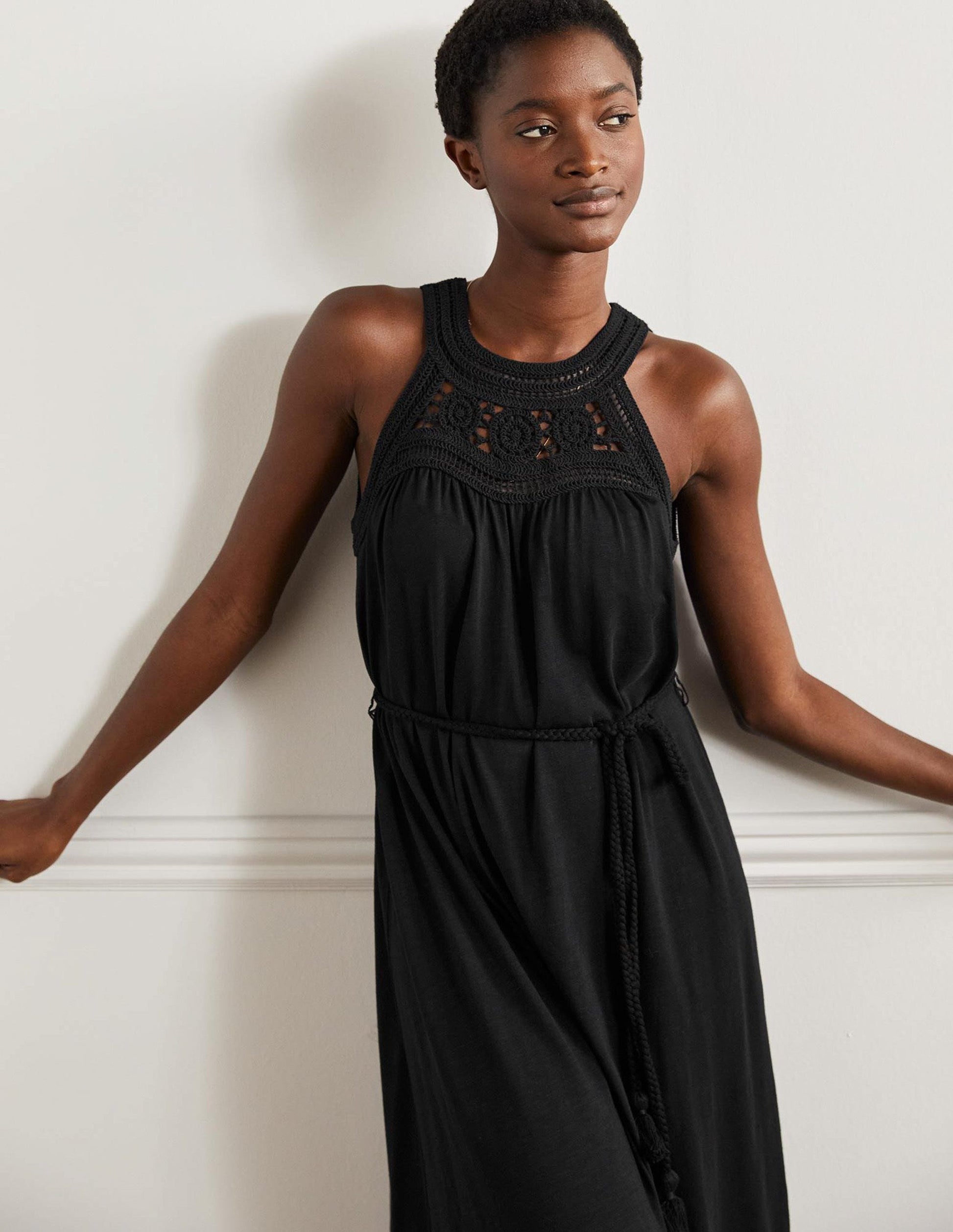 Robe midi Anais en jersey-Noir-9