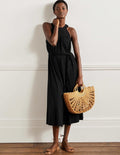 Robe midi Anais en jersey-Noir