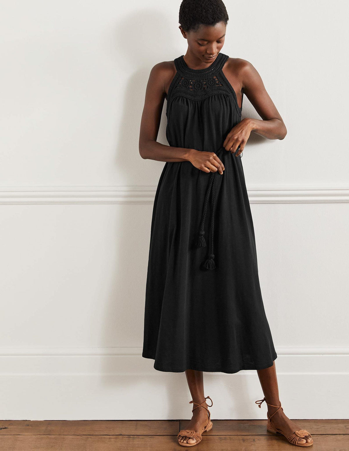 Robe midi Anais en jersey-Noir - Image 5