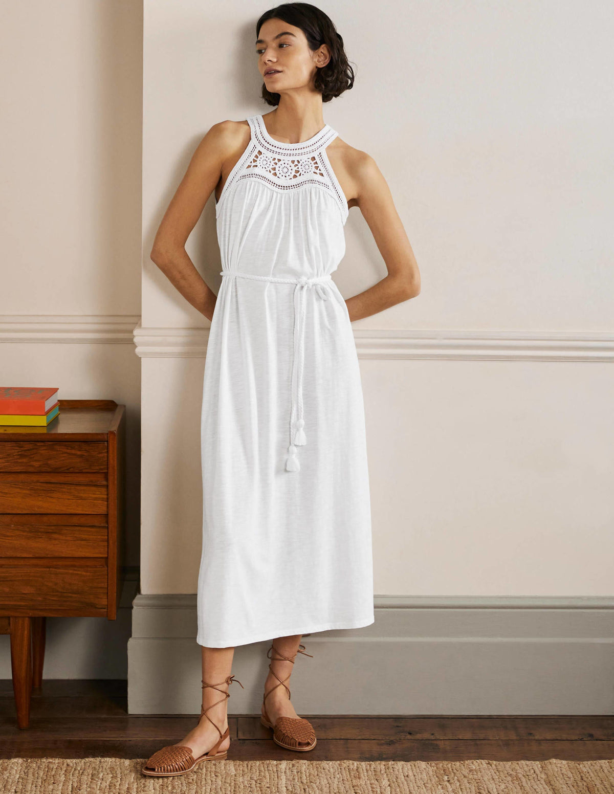 Anais Jersey Midi Dress-White - Image 1