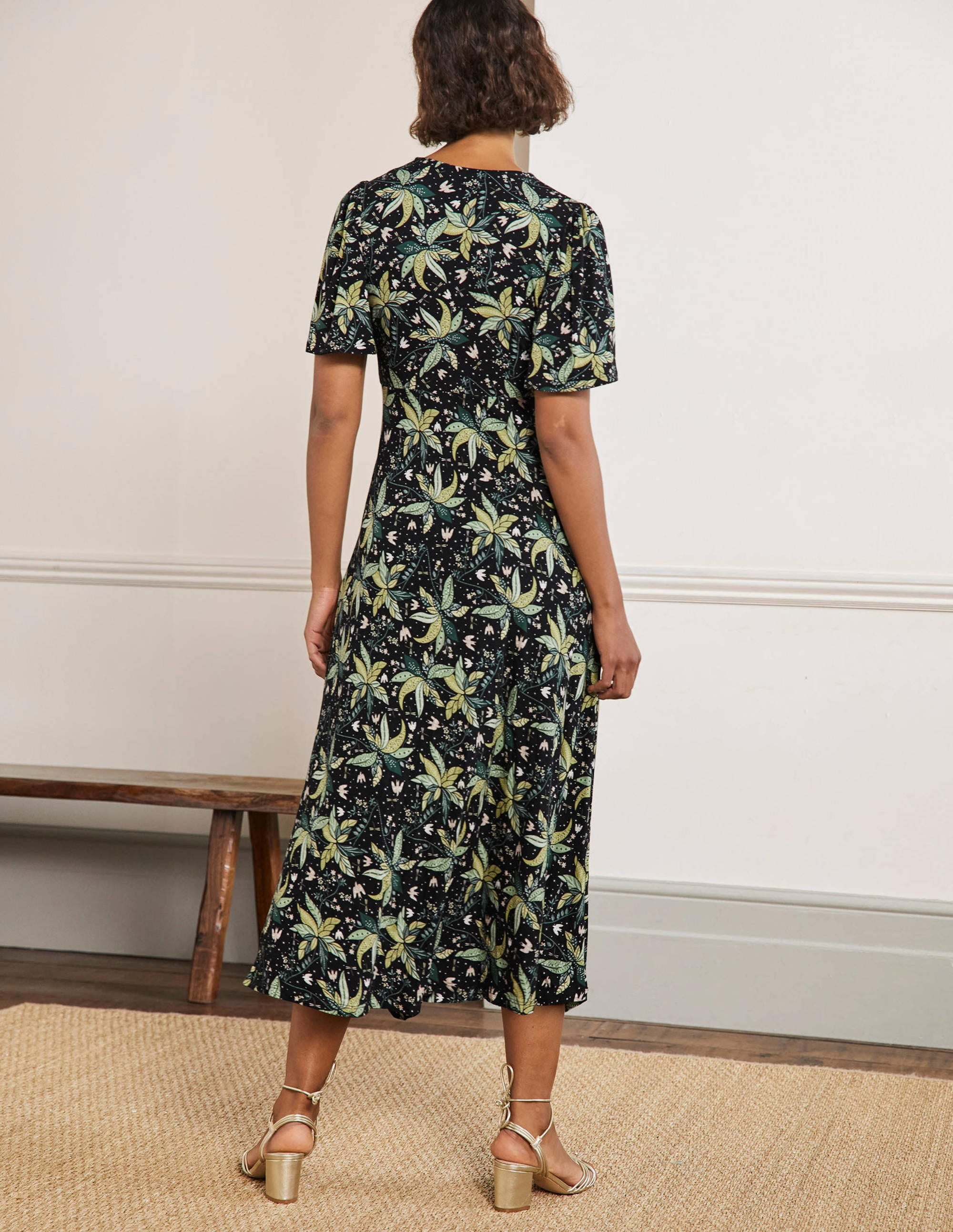 Jersey-Midikleid-Schwarz, Orientalisches Muster - Image 3